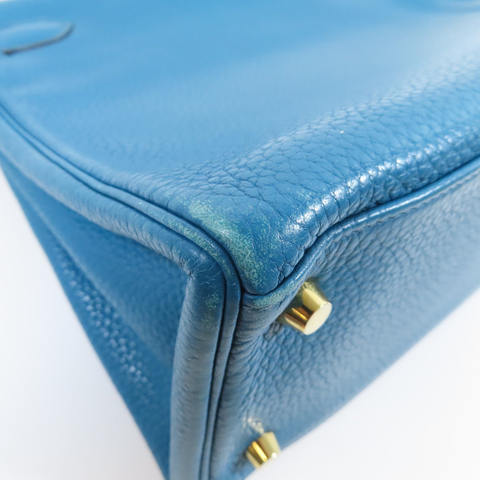 HERMES Togo皮革Kelly 28金扣手挽肩背兩用袋藍色