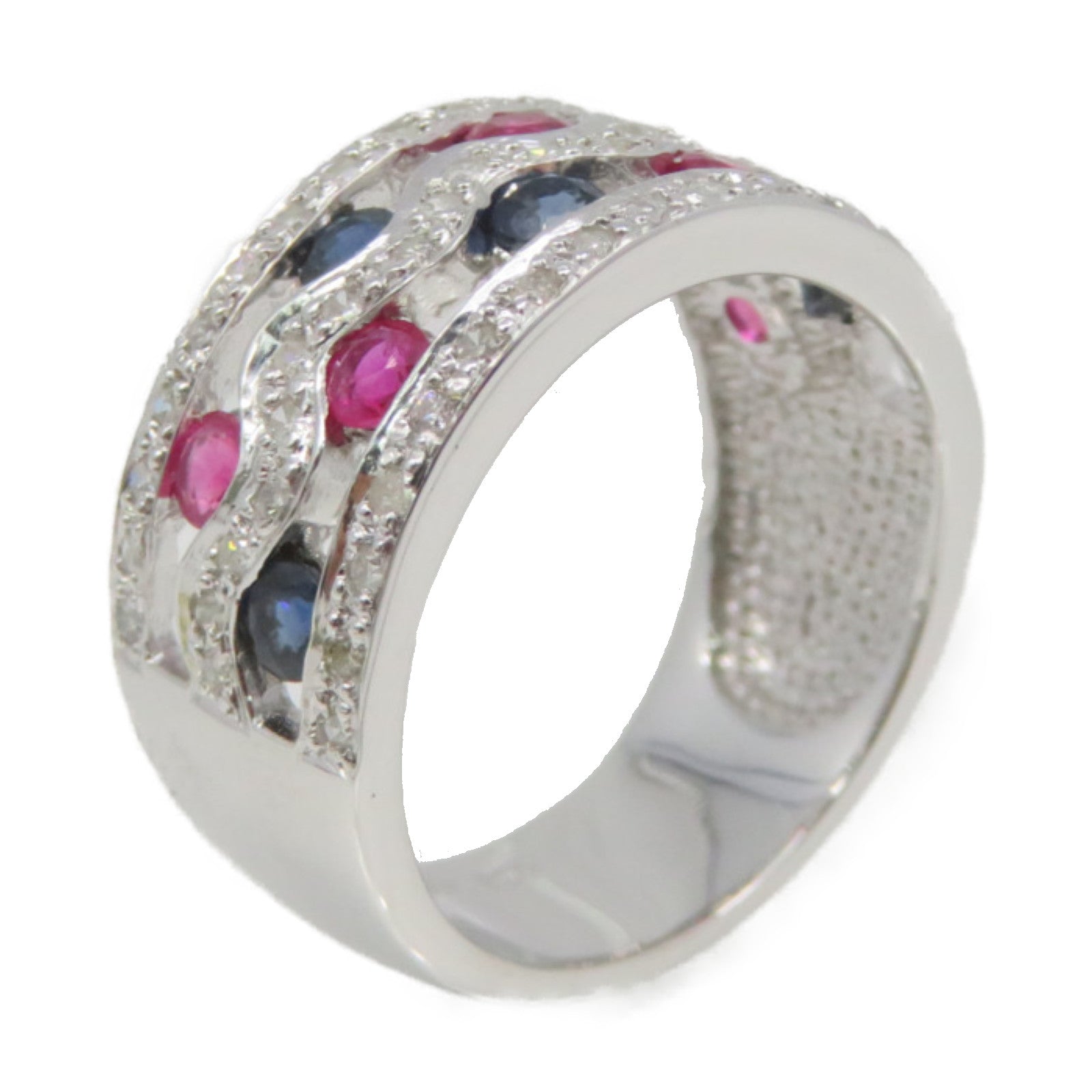 JEWELRY 18K白金/彩色鑽石Multi sapphire Ring戒指US#7