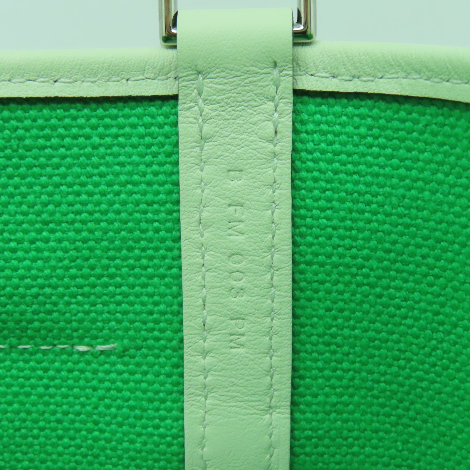 HERMES 帆布/皮革Picotin Cargo銀扣手挽袋漫畫綠色/氣泡綠色