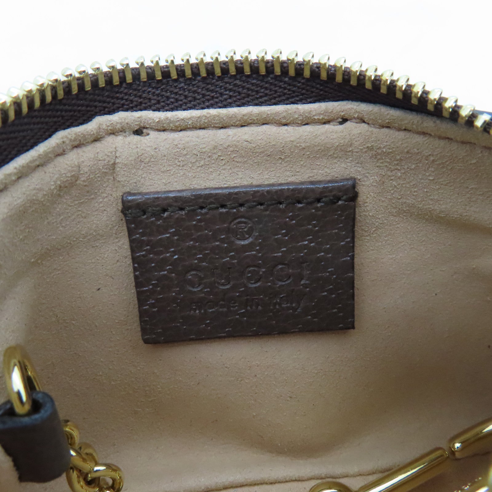 GUCCI Coated Canvas Ophidia Key Case Gold Buckle Key Bag Brown