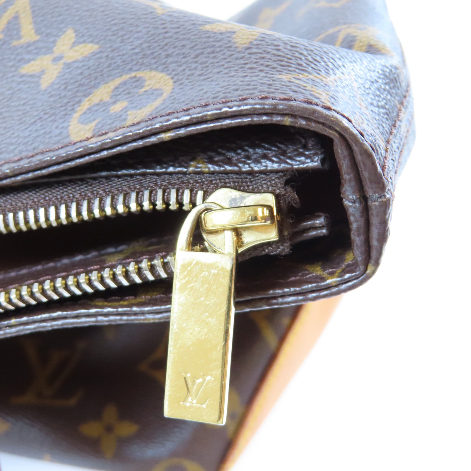 LOUIS VUITTON Monogram Cabas Mezzo金扣肩背袋啡色