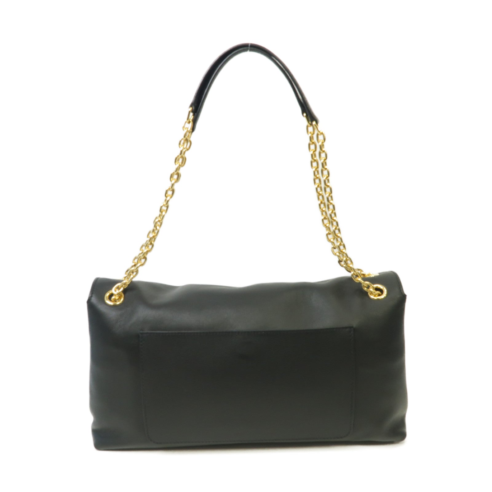 PRADA 牛皮皮革Chain Shoulder Bag金扣鏈帶肩背袋黒色