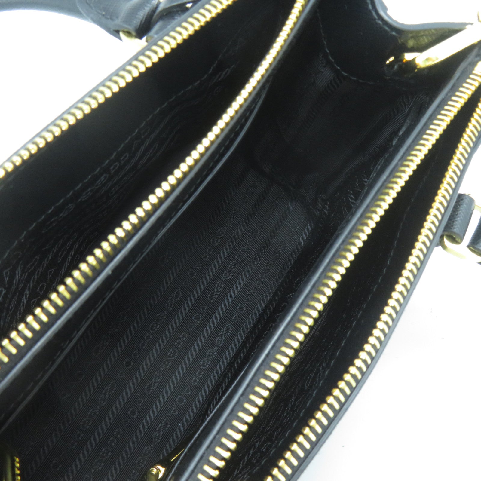 PRADA 牛皮皮革Galleria Small金扣手挽肩背兩用袋黑色