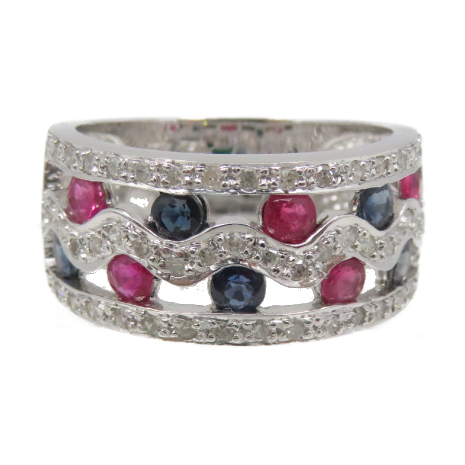JEWELRY 18K白金/彩色鑽石Multi sapphire Ring戒指US#7