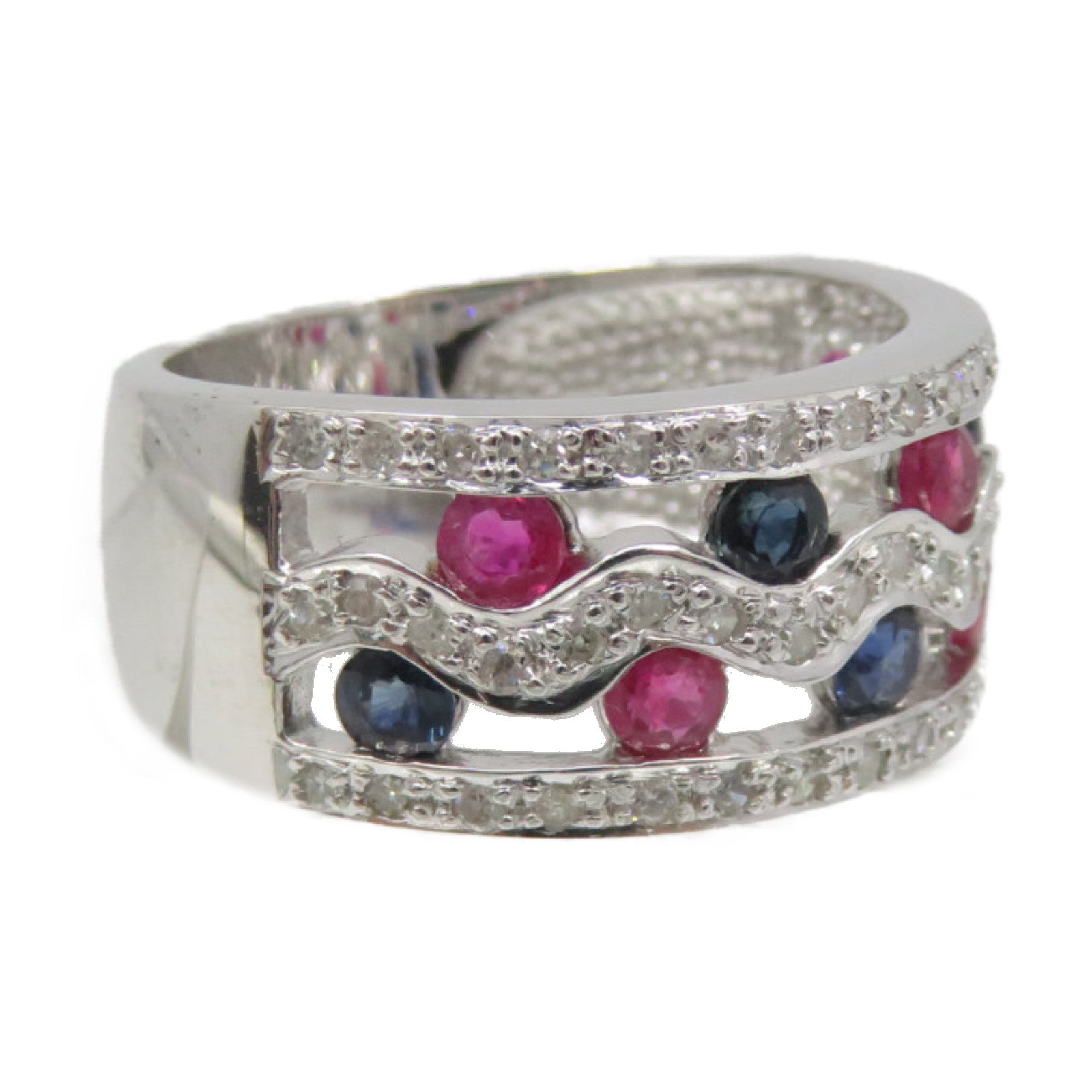 JEWELRY 18K白金/彩色鑽石Multi sapphire Ring戒指US#7