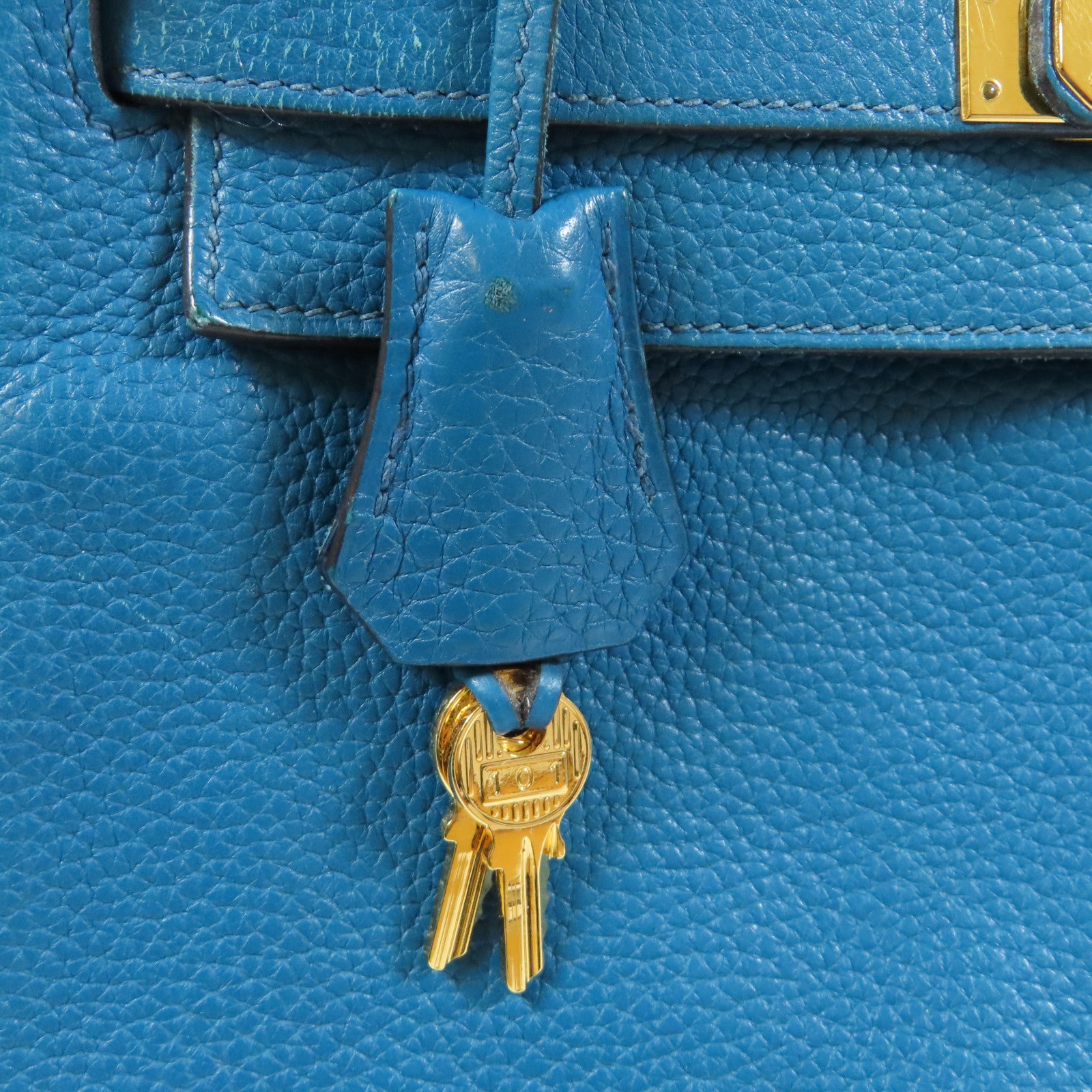 HERMES Togo皮革Kelly 28金扣手挽肩背兩用袋藍色