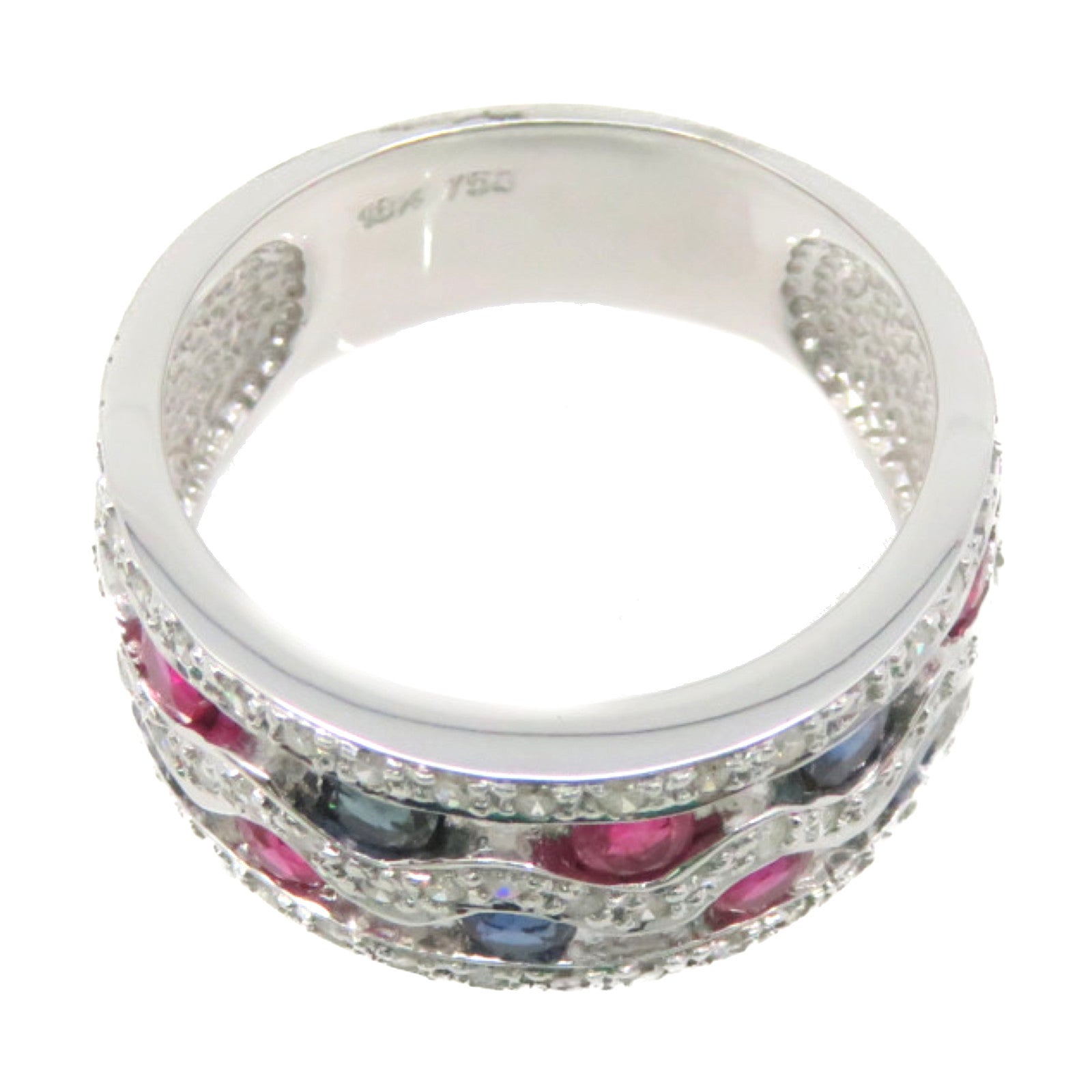 JEWELRY 18K白金/彩色鑽石Multi sapphire Ring戒指US#7