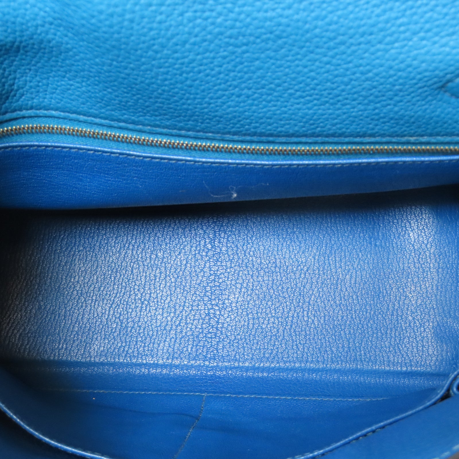 HERMES Togo皮革Kelly 28金扣手挽肩背兩用袋藍色
