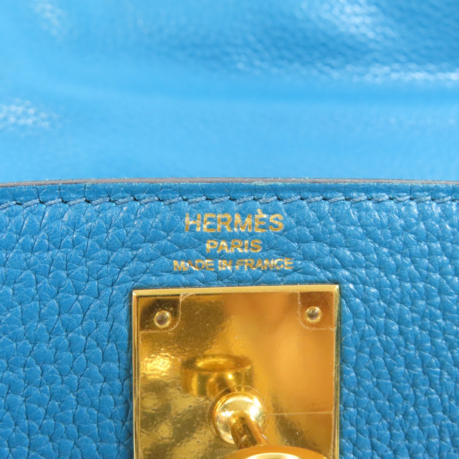 HERMES Togo皮革Kelly 28金扣手挽肩背兩用袋藍色