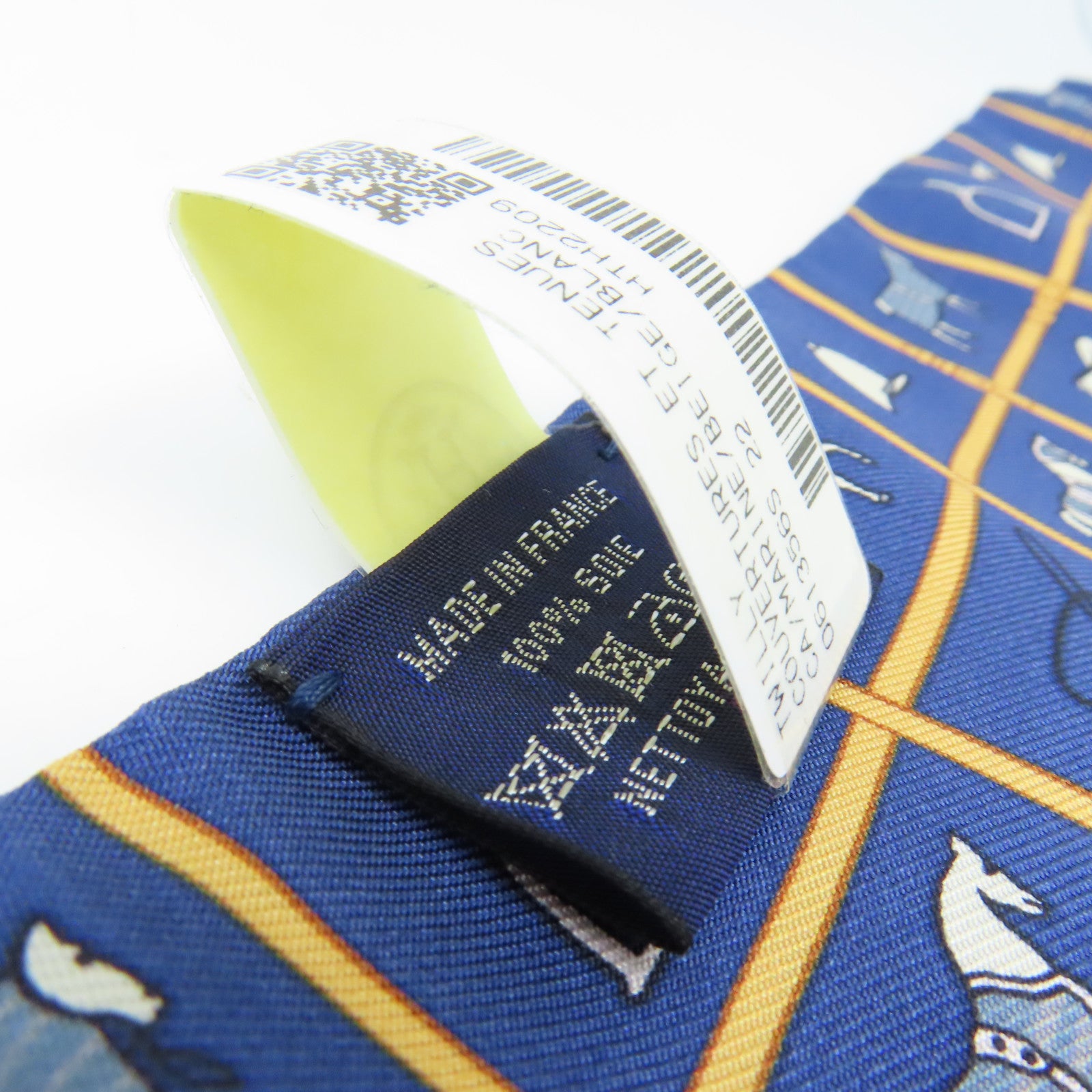 HERMES 絲質Twilly Scarf絲巾寶藍色/淺啡色/彩色
