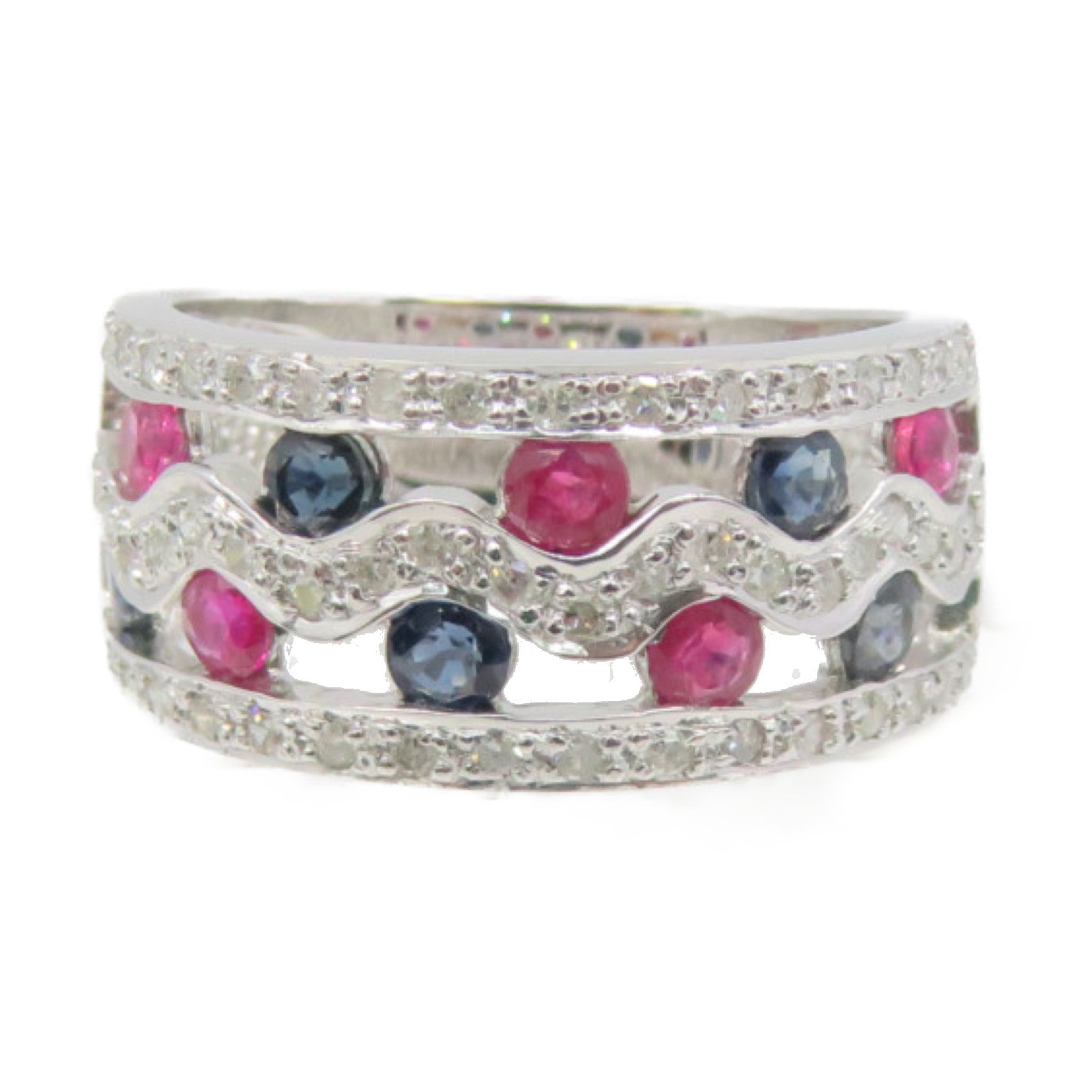 JEWELRY 18K白金/彩色鑽石Multi sapphire Ring戒指US#7