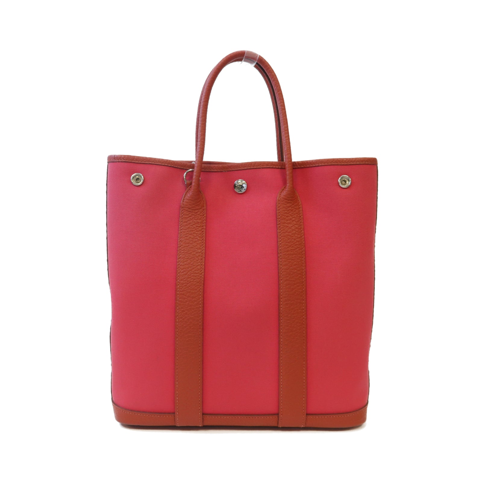 HERMES 帆布Garden File PM銀扣手挽肩背兩用袋紅色