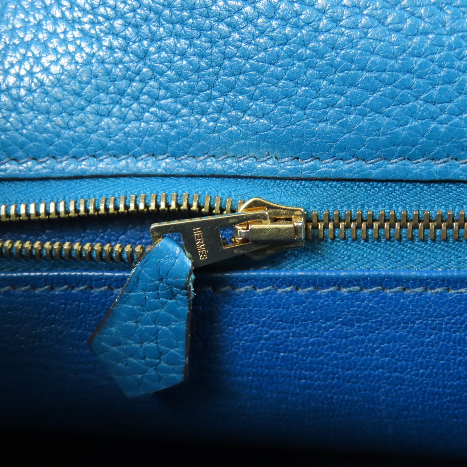 HERMES Togo皮革Kelly 28金扣手挽肩背兩用袋藍色