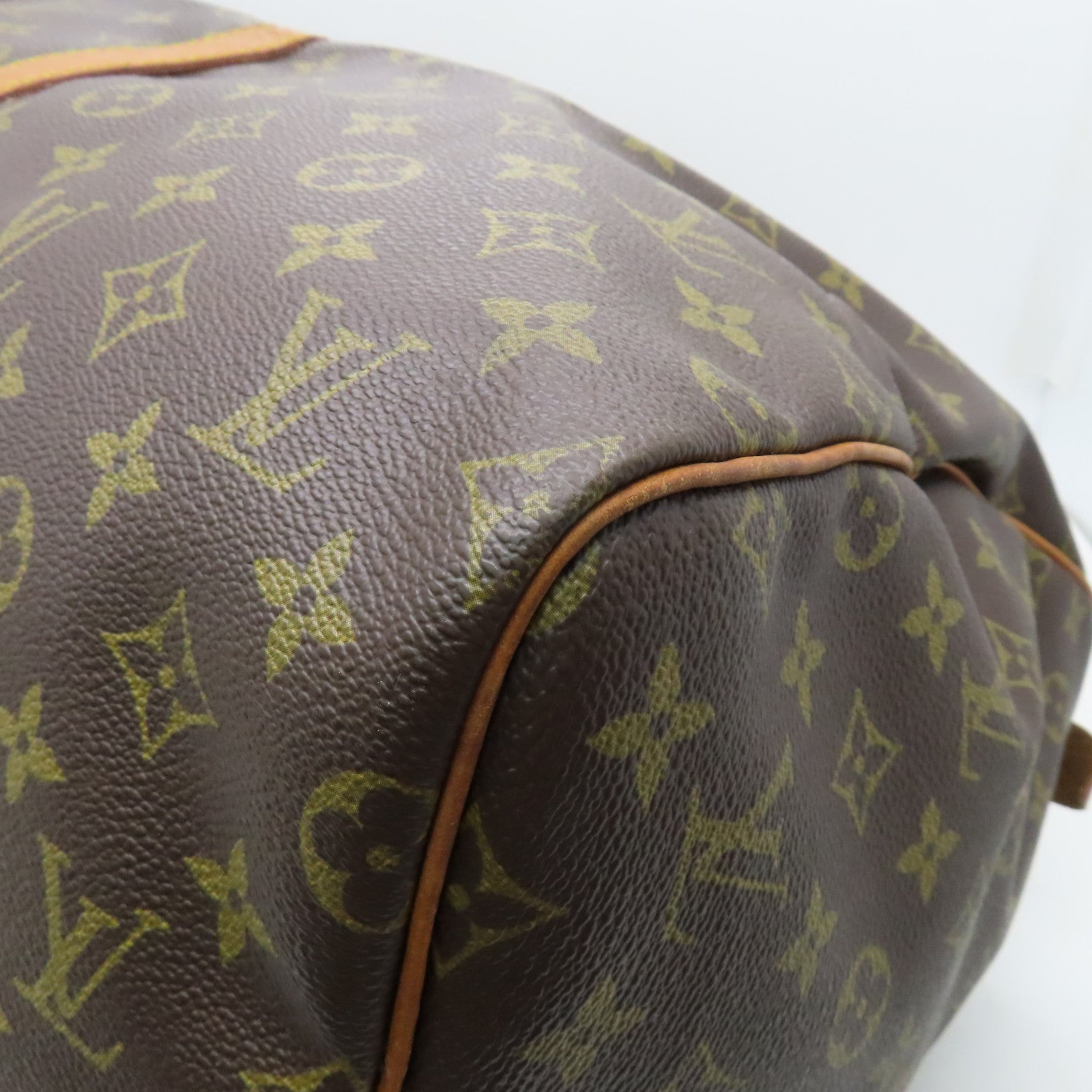 LOUIS VUITTON Monogram Keepall 55 Gold Buckle Travel Bag Brown