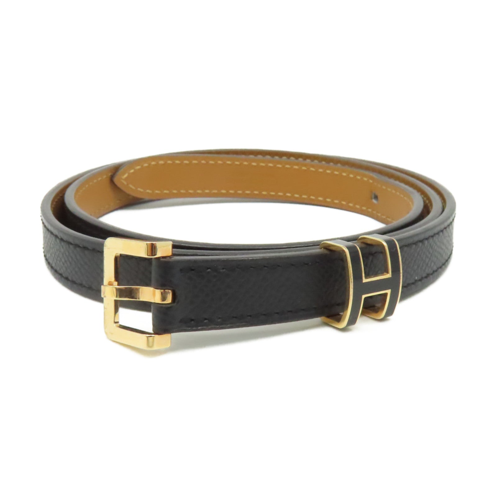 HERMES Epsom皮革Pop H Belt金扣皮帶黑色