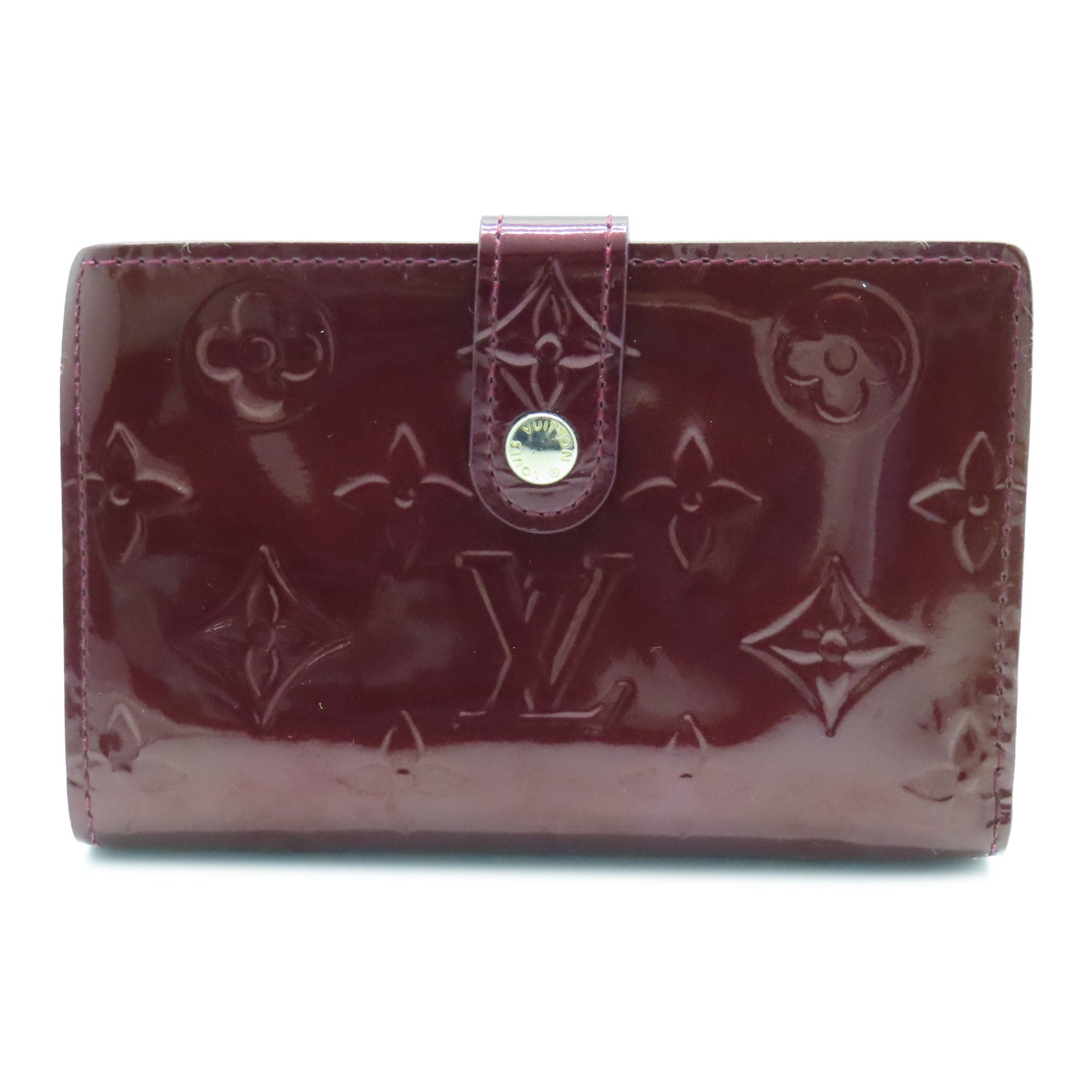 LOUIS VUITTON Monogram Vernis Porteteulle Viemoi金扣钱包酒红色