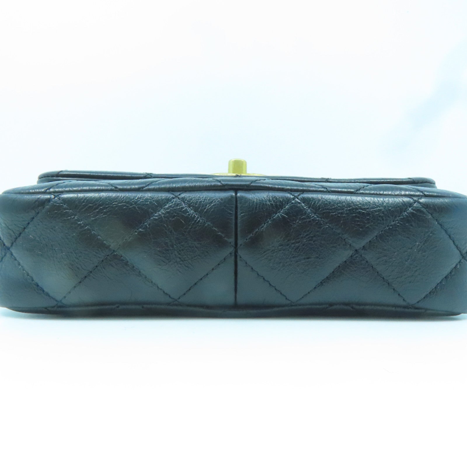 CHANEL 菱格牛皮皮革Chain Shoulder Bag金扣鏈帶肩背袋黑色