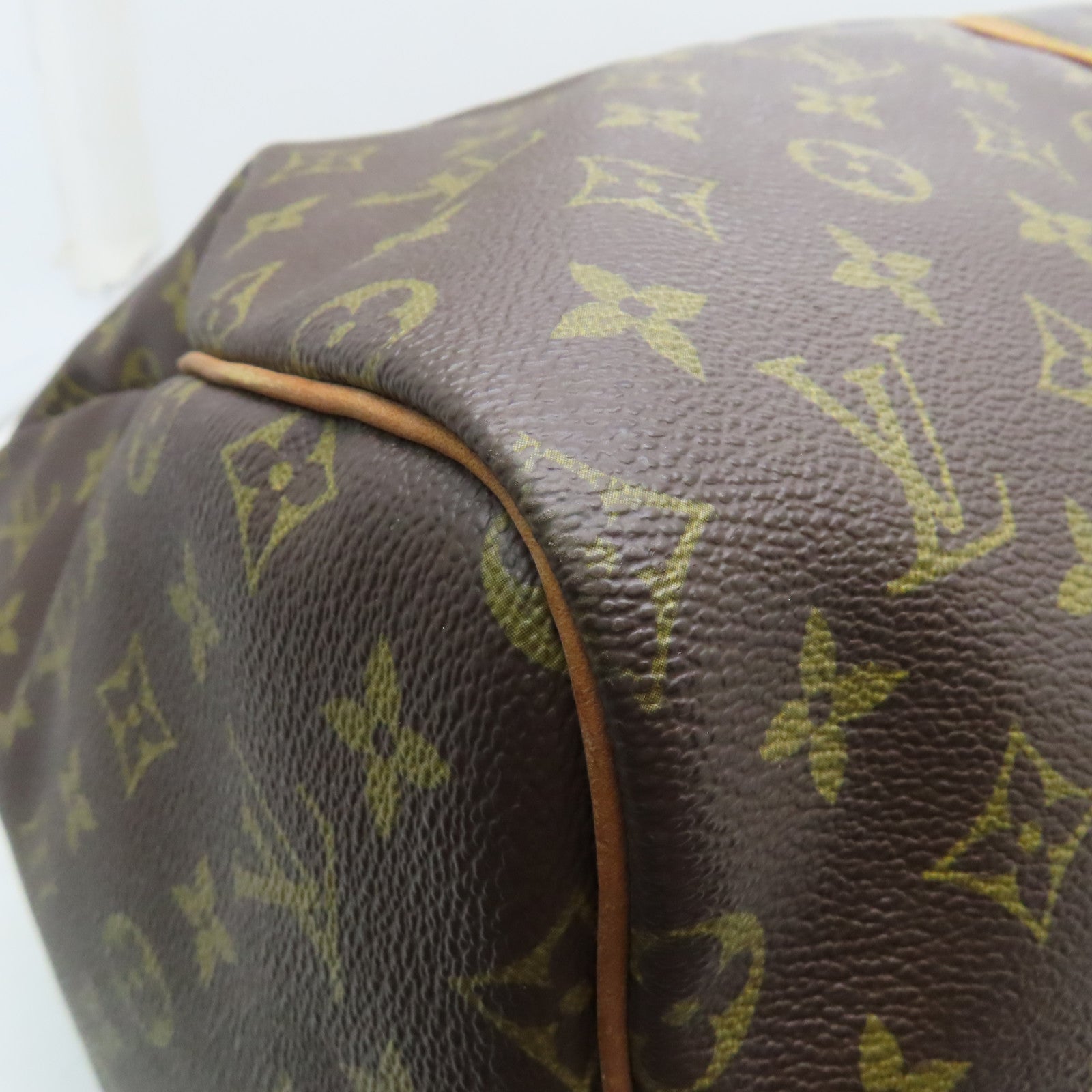 LOUIS VUITTON Monogram Keepall 55 Gold Buckle Travel Bag Brown
