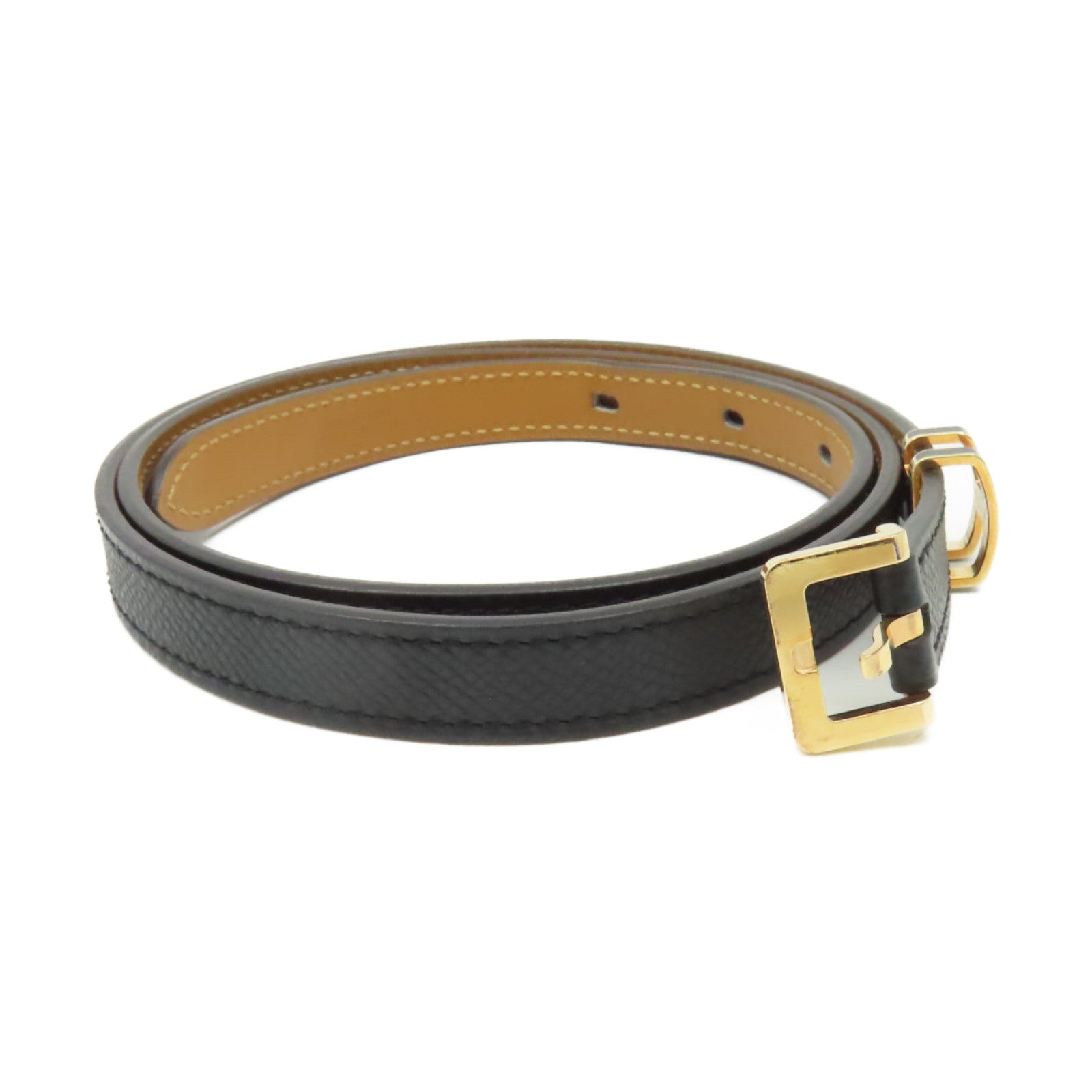 HERMES Epsom皮革Pop H Belt金扣皮帶黑色