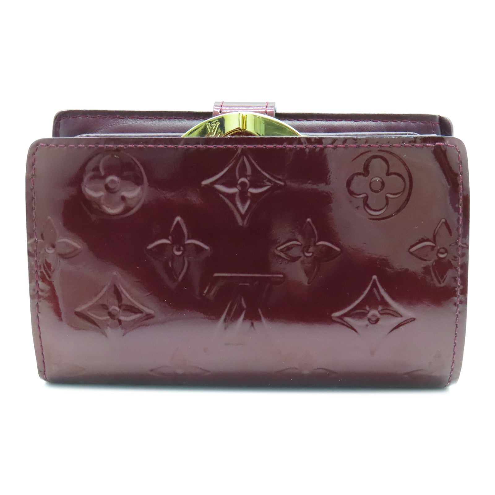 LOUIS VUITTON Monogram Vernis Porteteulle Viemoi金扣钱包酒红色