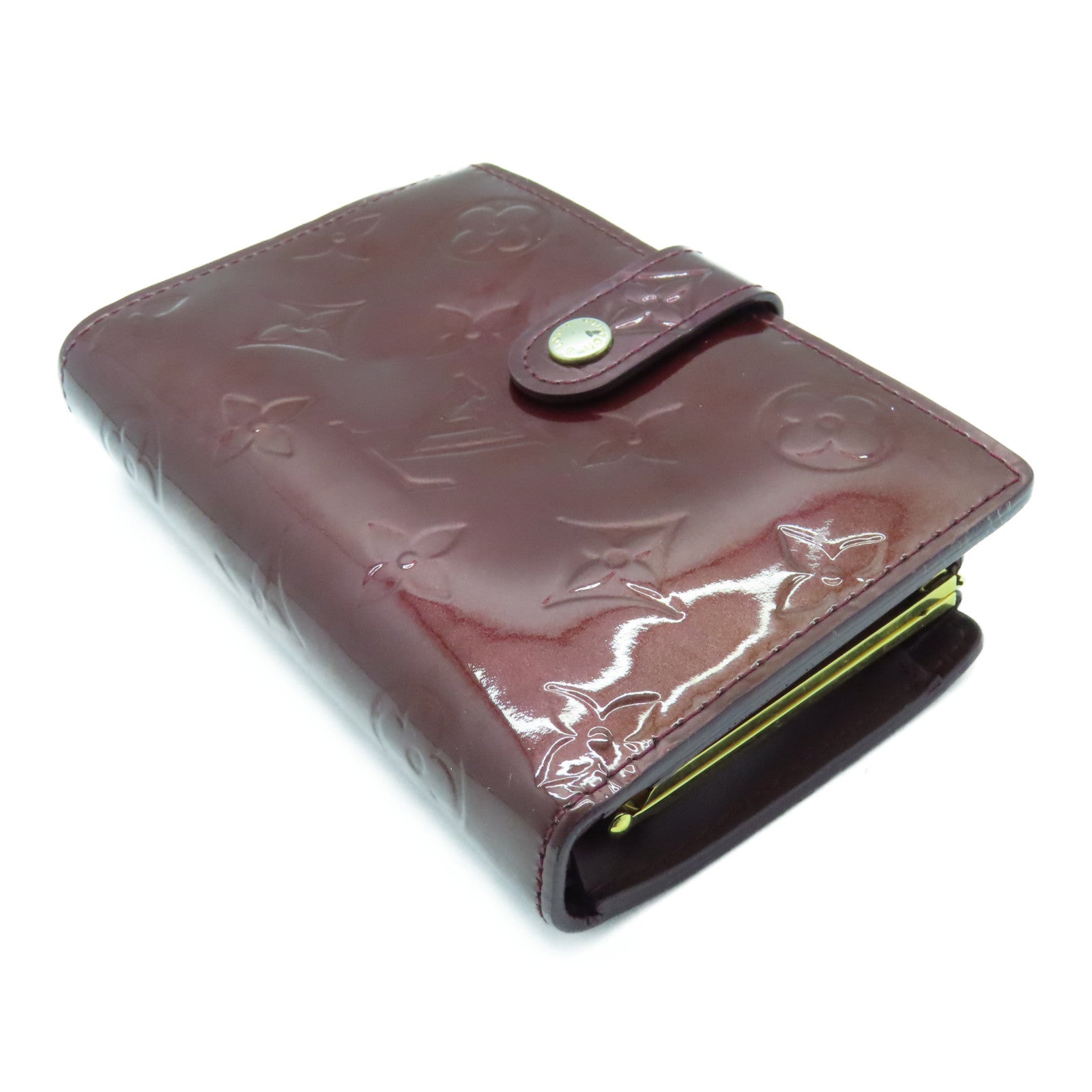 LOUIS VUITTON Monogram Vernis Porteteulle Viemoi金扣钱包酒红色