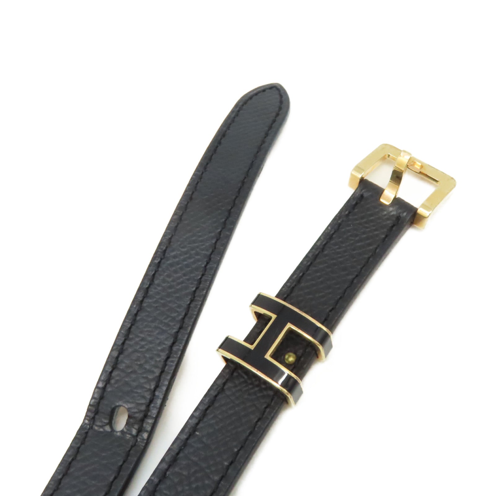 HERMES Epsom皮革Pop H Belt金扣皮帶黑色