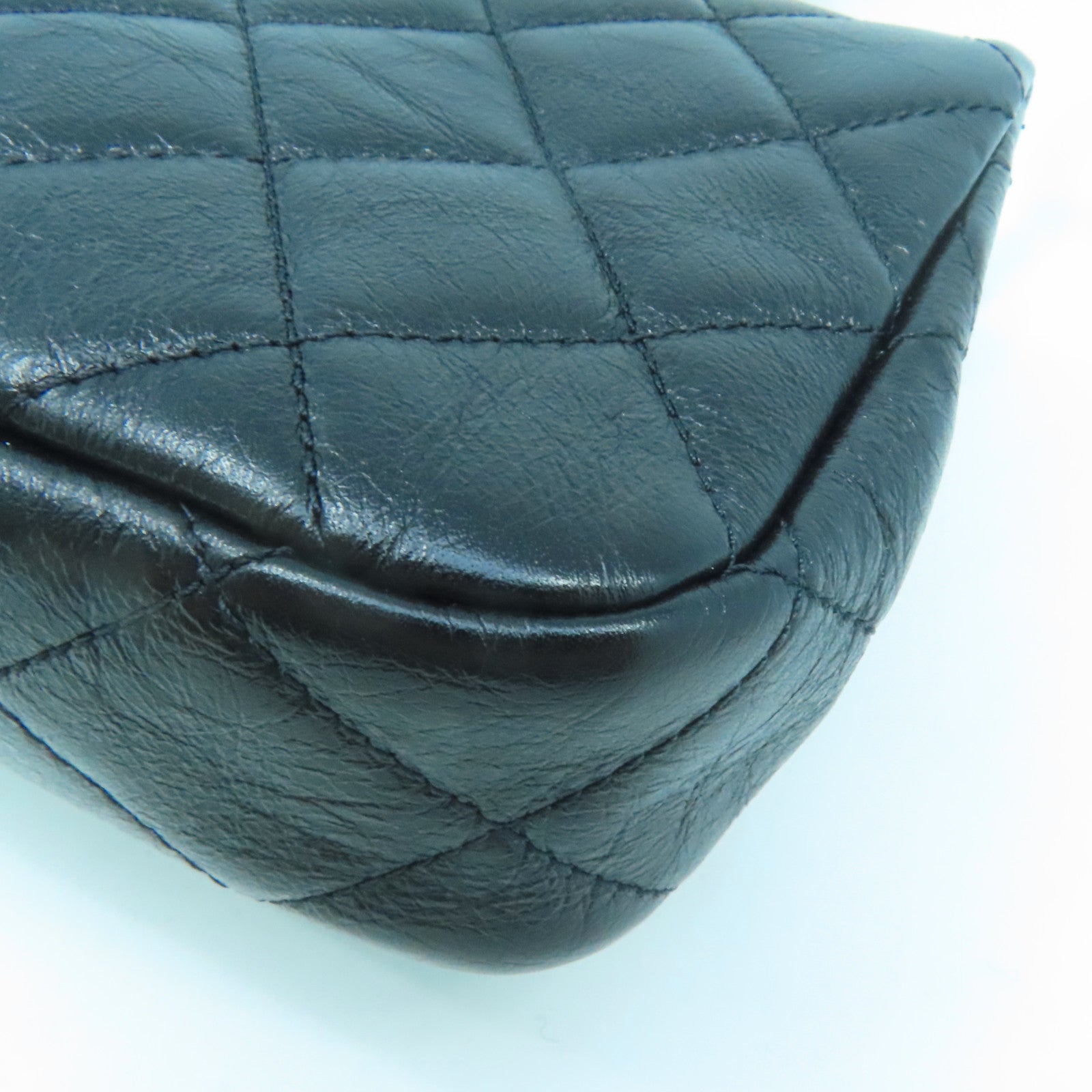 CHANEL 菱格牛皮皮革Chain Shoulder Bag金扣鏈帶肩背袋黑色