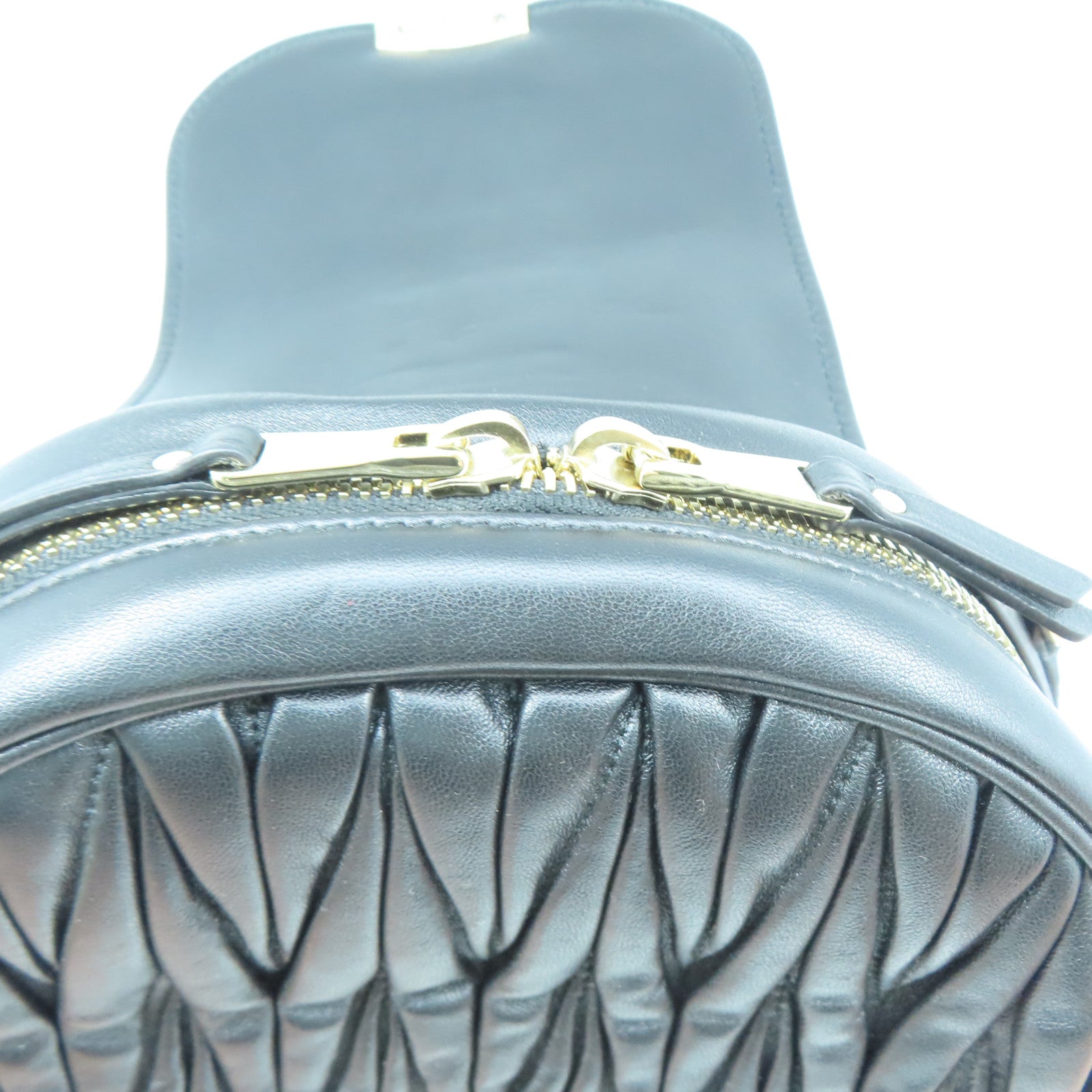 Miu Miu 羊皮皮革Miu Miu Backpack金扣背包黑色