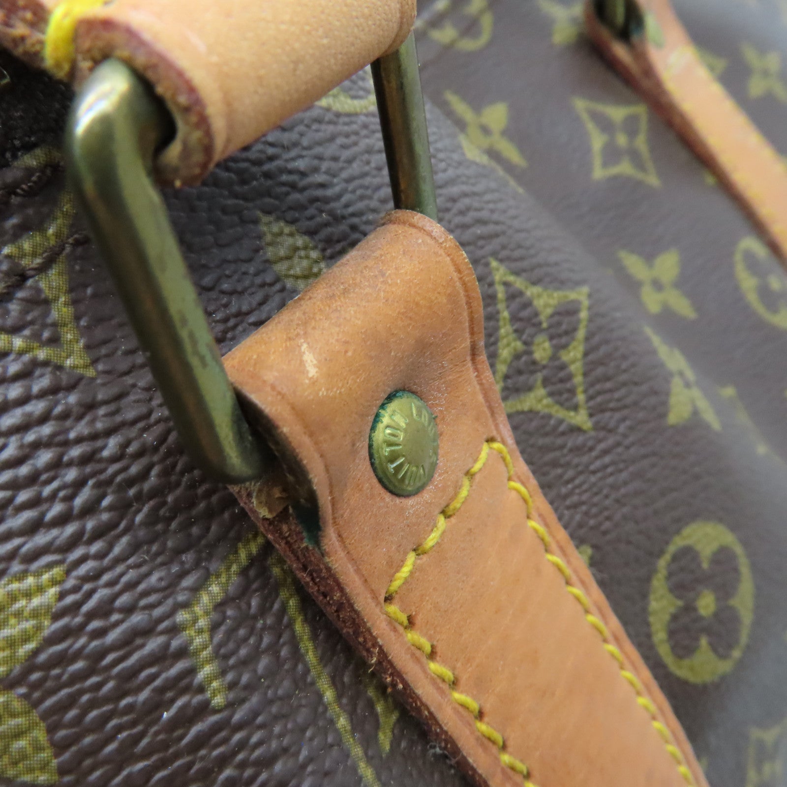 LOUIS VUITTON Monogram Keepall 55 Gold Buckle Travel Bag Brown