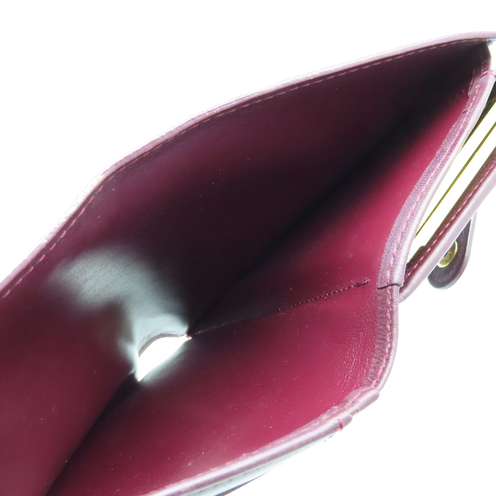 LOUIS VUITTON Monogram Vernis Porteteulle Viemoi金扣钱包酒红色