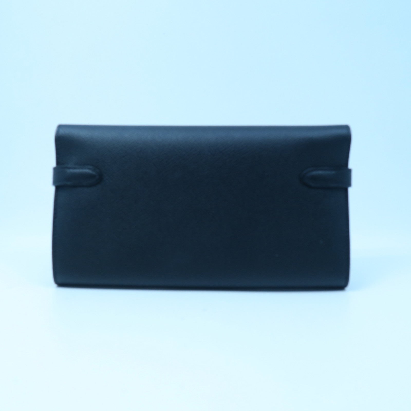 HERMES Epsom Leather Kelly Wallet Gold Buckle Long Wallet Black