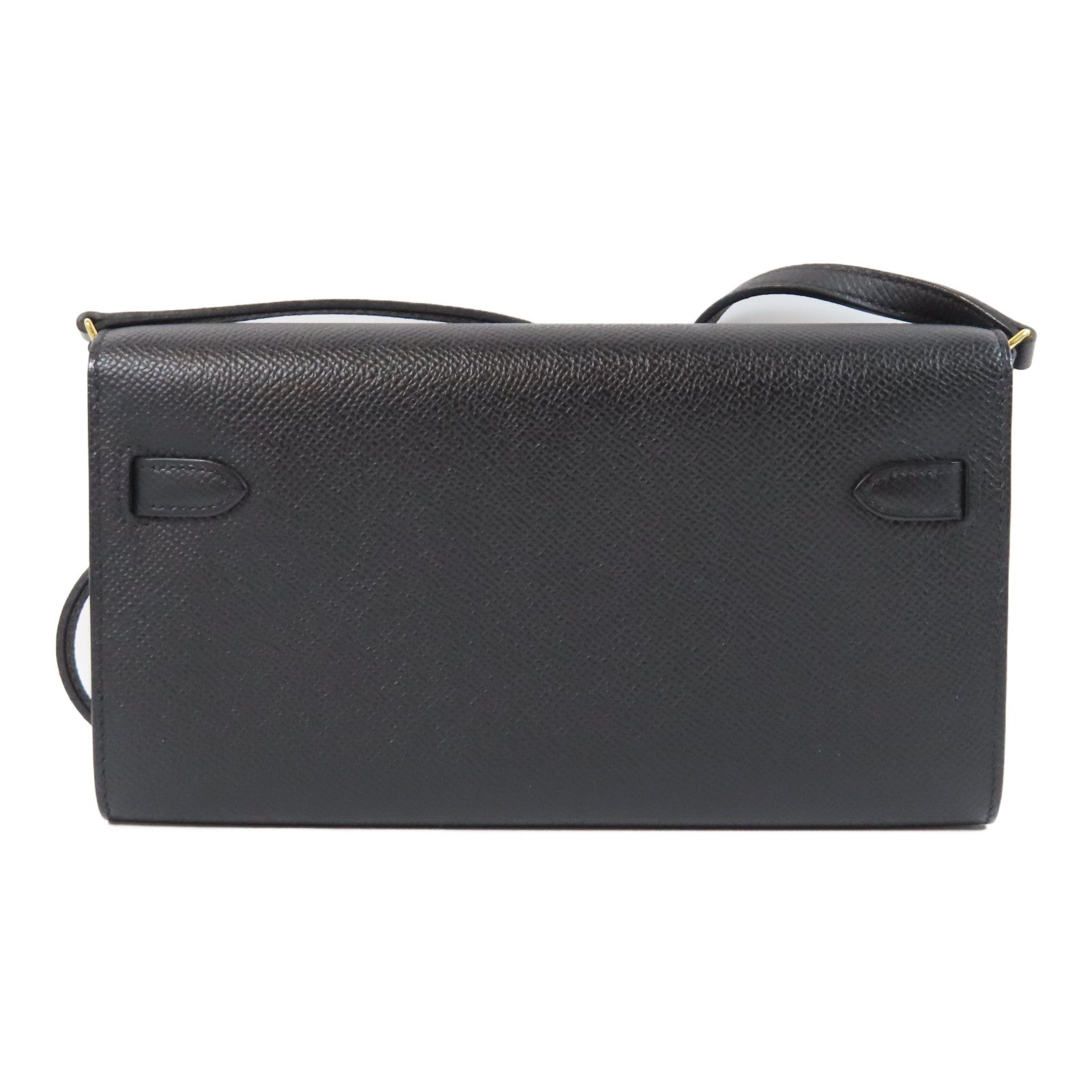 HERMES Epsom皮革Kelly To Go金扣肩背袋Noir黑色