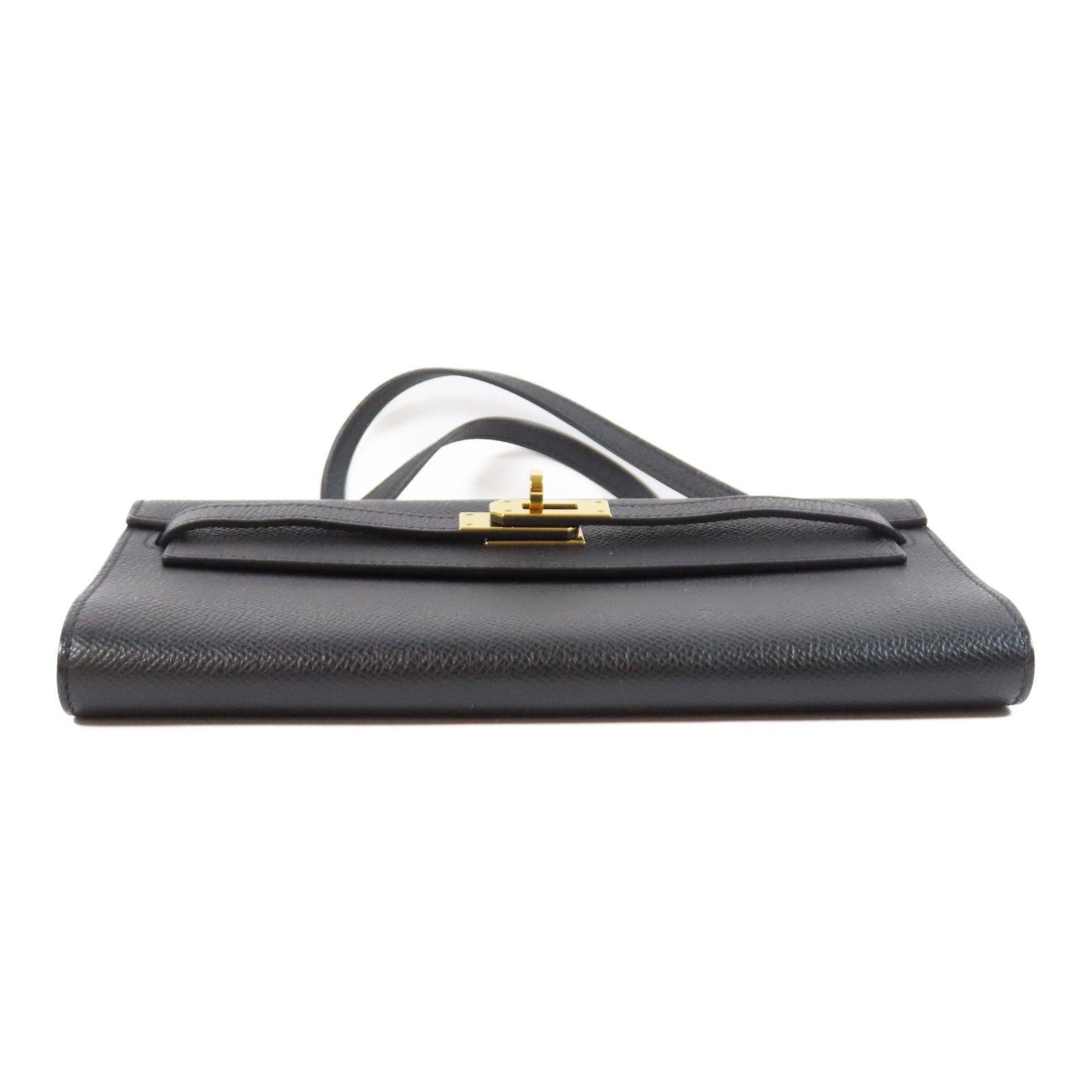 HERMES Epsom皮革Kelly To Go金扣肩背袋Noir黑色