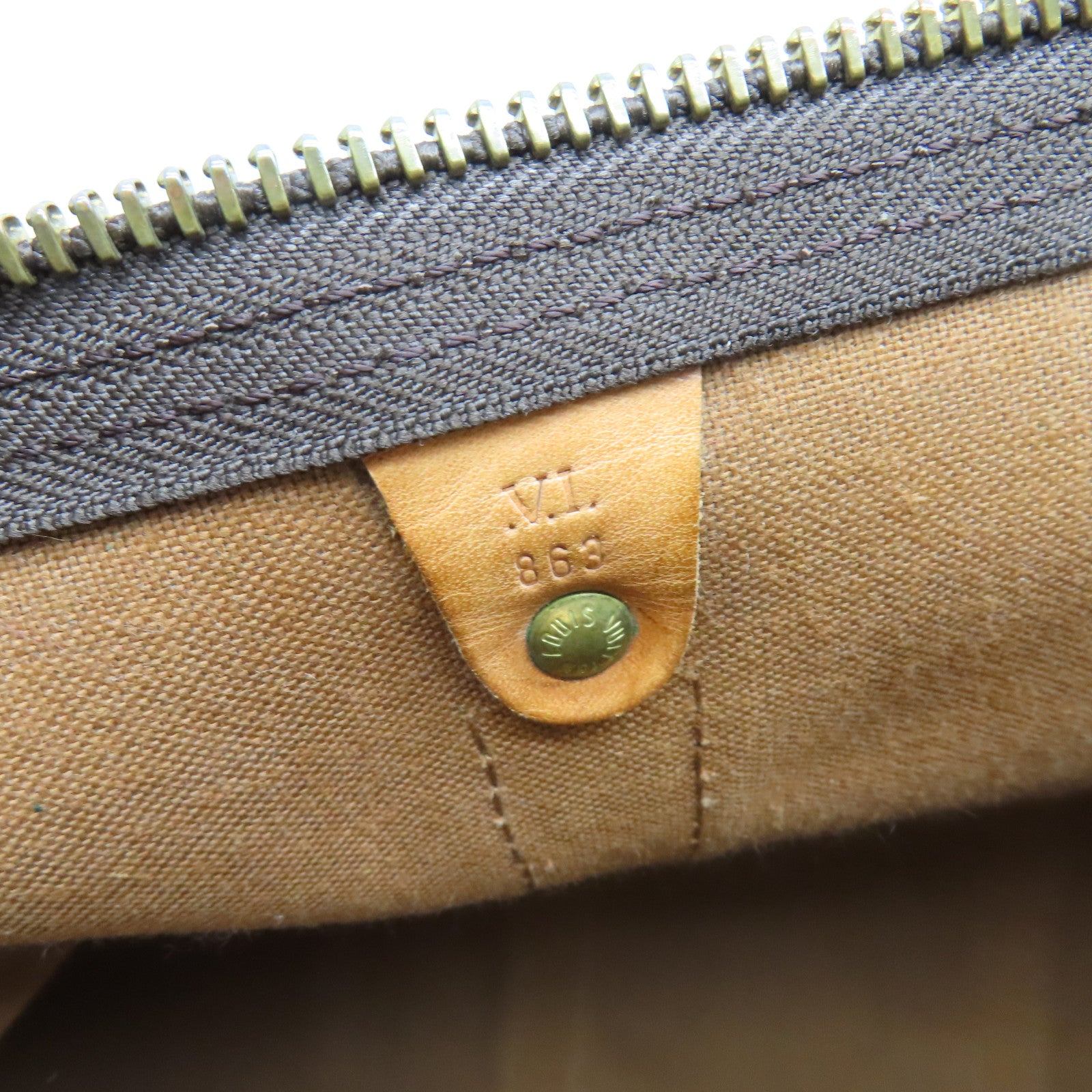 LOUIS VUITTON Monogram Keepall 55 Gold Buckle Travel Bag Brown