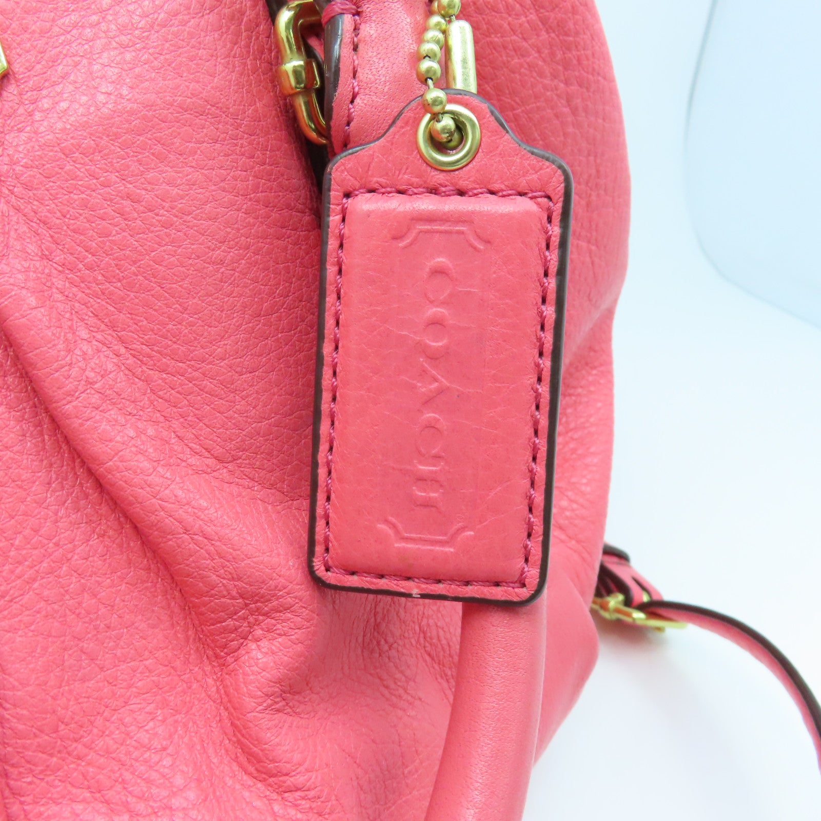 COACH 牛皮皮革Shoulder Bag金扣手挽肩背两用袋粉红色