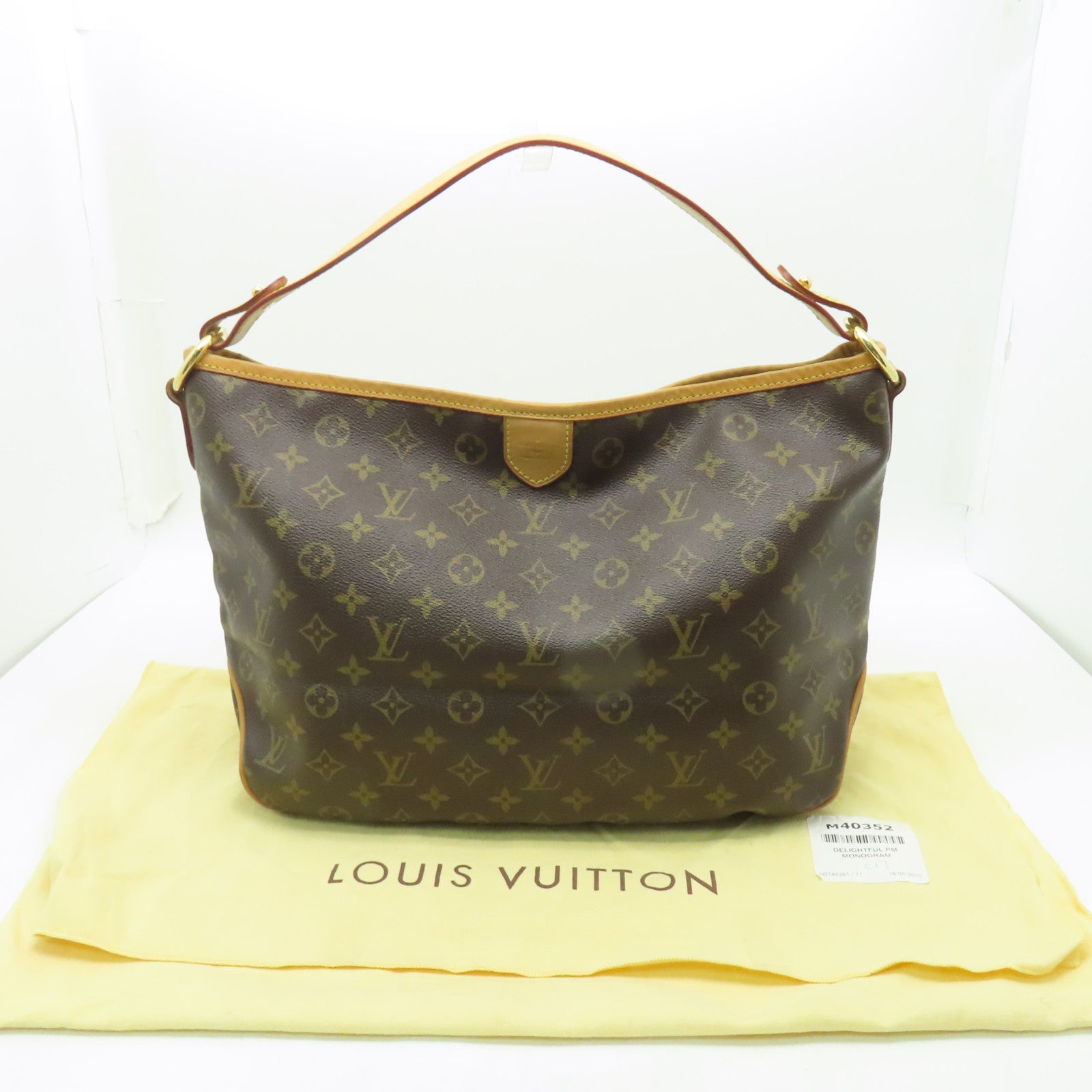 LOUIS VUITTON Monogram Delightful PM金扣肩背袋棕色