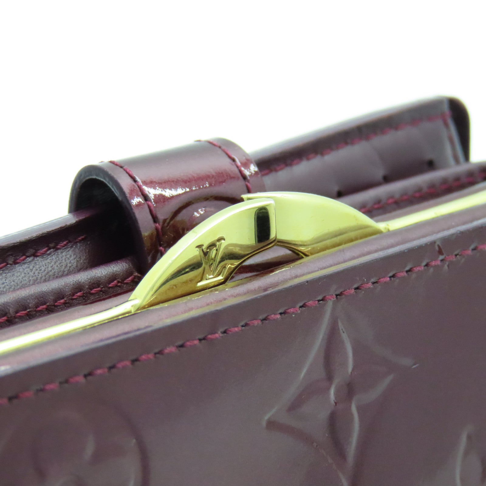 LOUIS VUITTON Monogram Vernis Porteteulle Viemoi金扣钱包酒红色