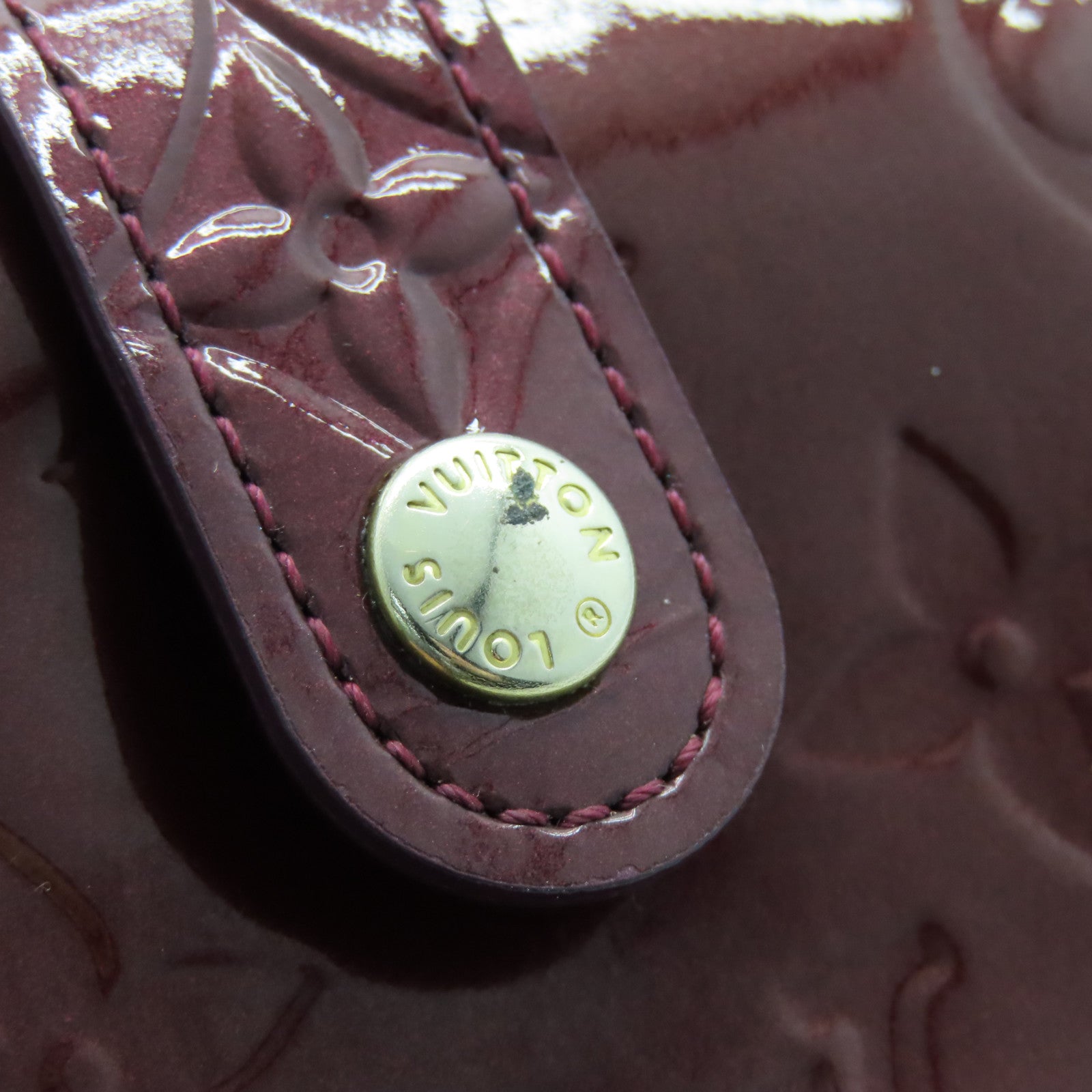 LOUIS VUITTON Monogram Vernis Porteteulle Viemoi金扣钱包酒红色
