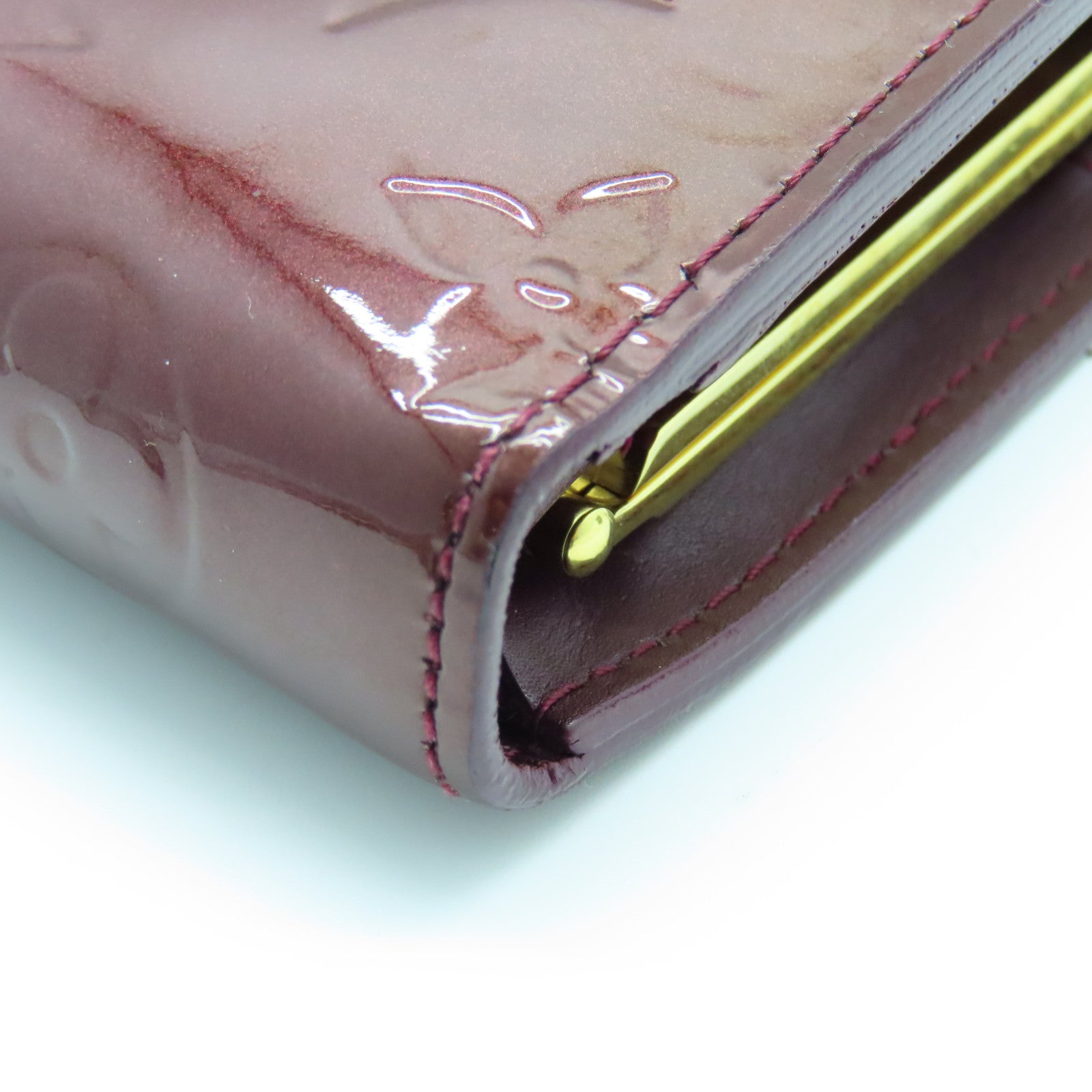 LOUIS VUITTON Monogram Vernis Porteteulle Viemoi金扣钱包酒红色