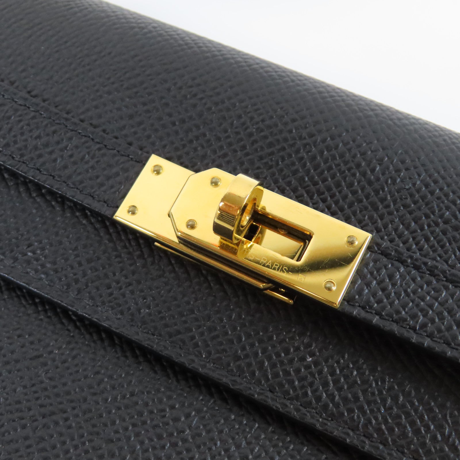 HERMES Epsom皮革Kelly To Go金扣肩背袋Noir黑色