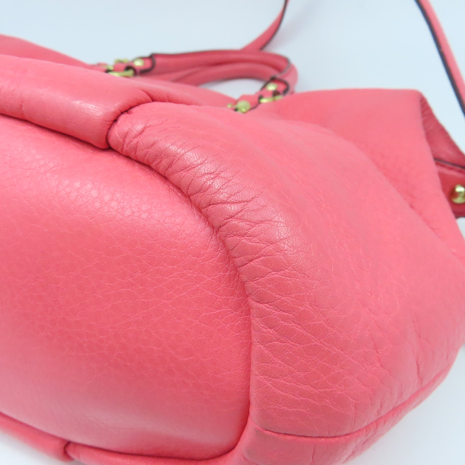 COACH 牛皮皮革Shoulder Bag金扣手挽肩背两用袋粉红色