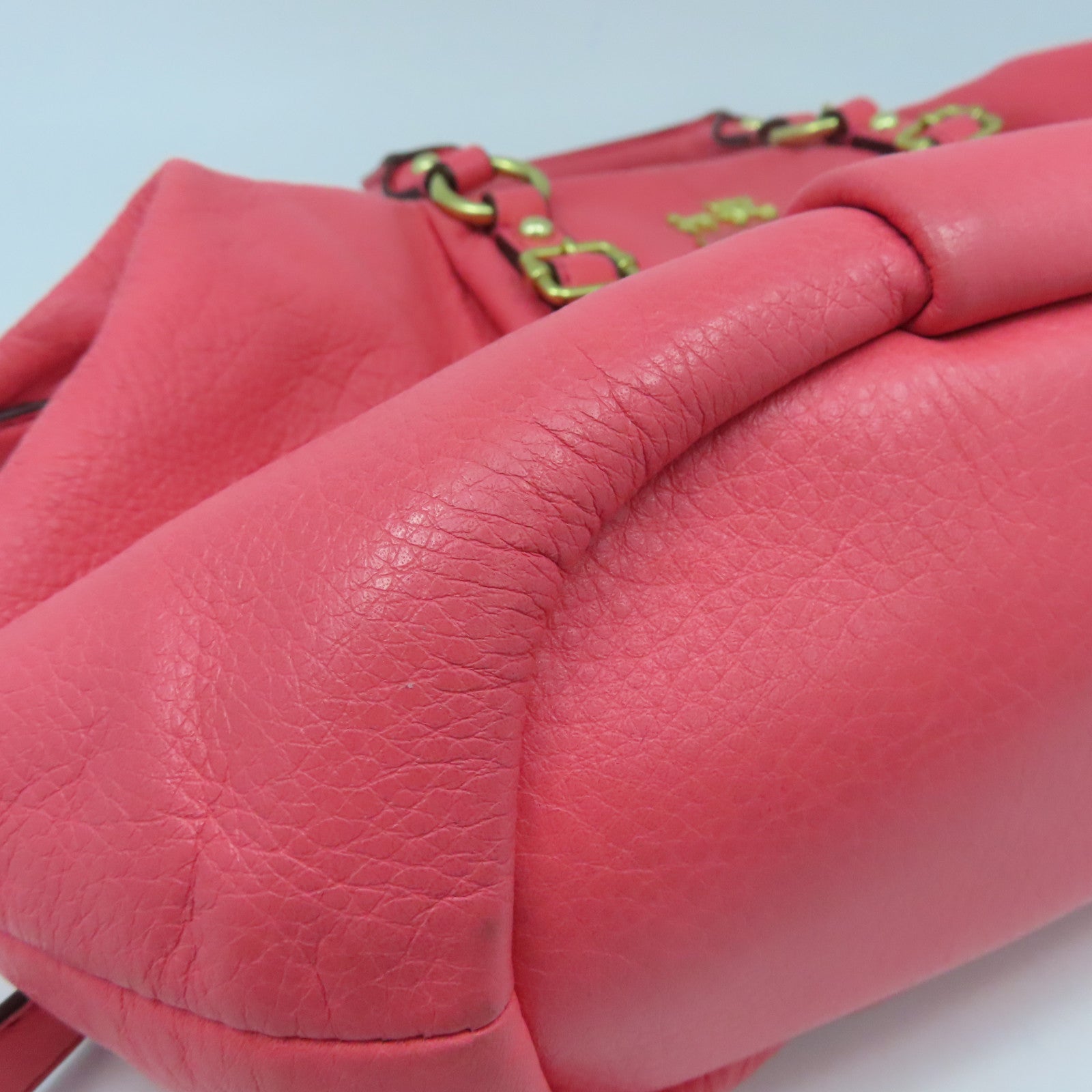 COACH 牛皮皮革Shoulder Bag金扣手挽肩背两用袋粉红色