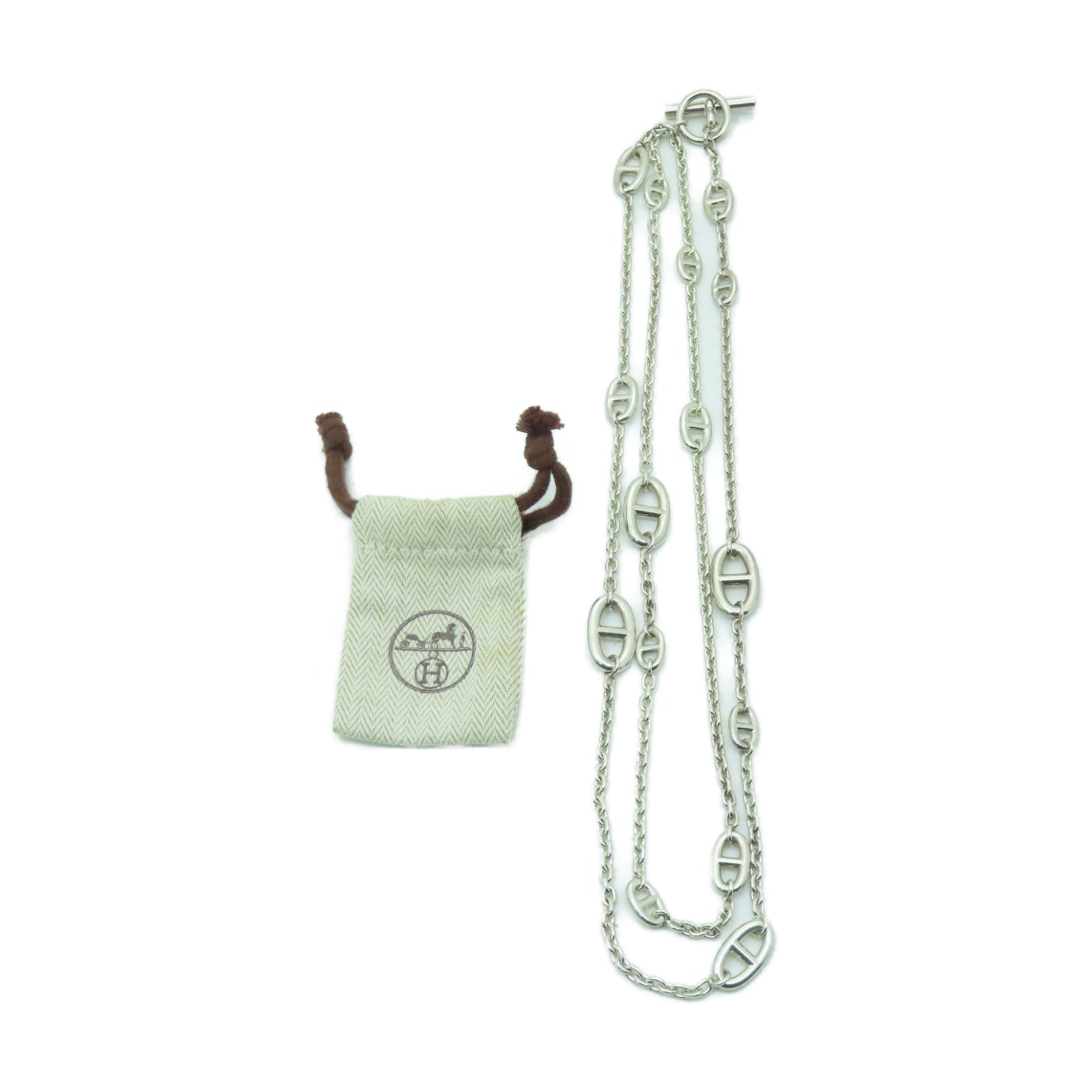 HERMES 925純銀Farandole Long Necklace項鏈銀色