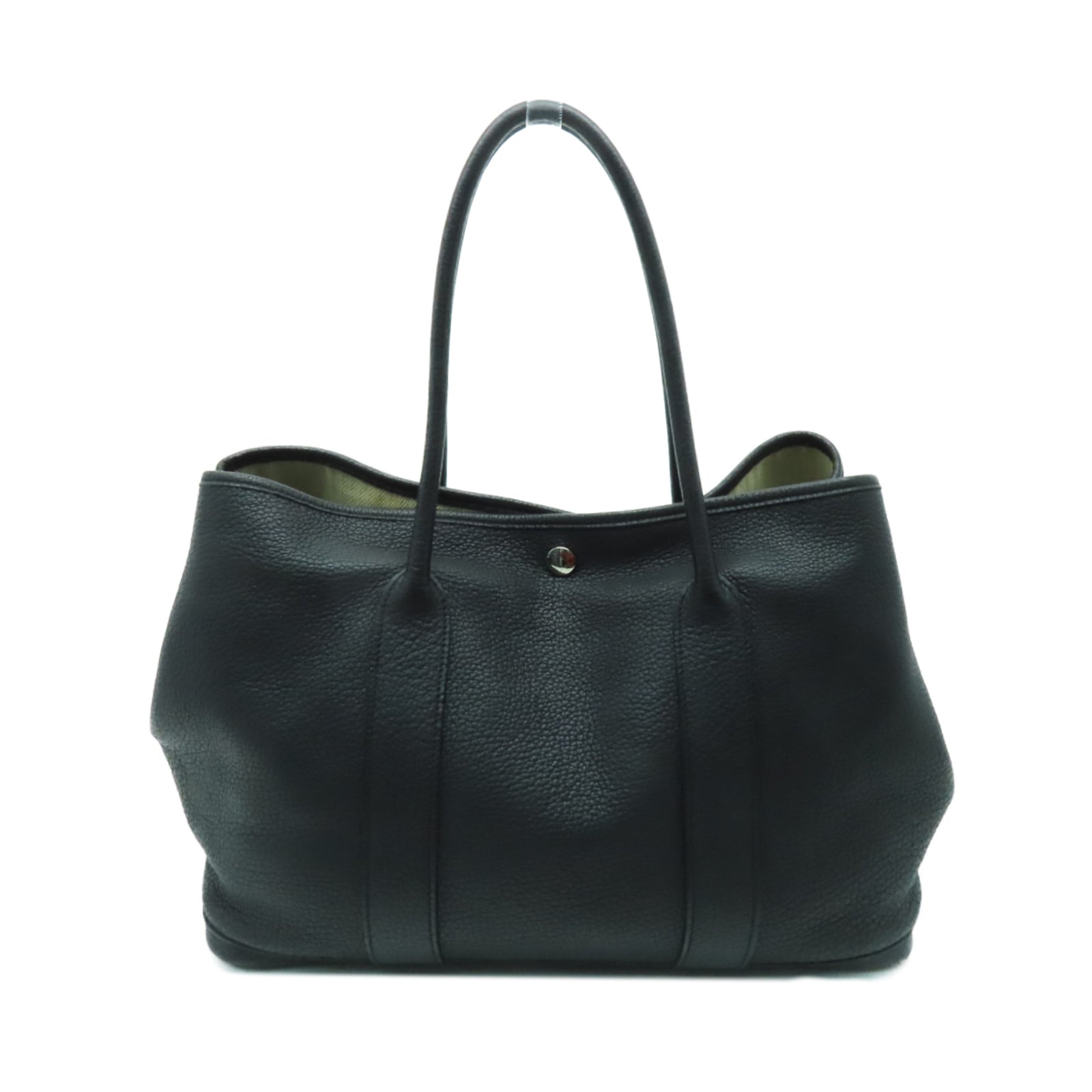 HERMES Negonda皮革Garden Party PM銀扣手挽袋Noir黑色