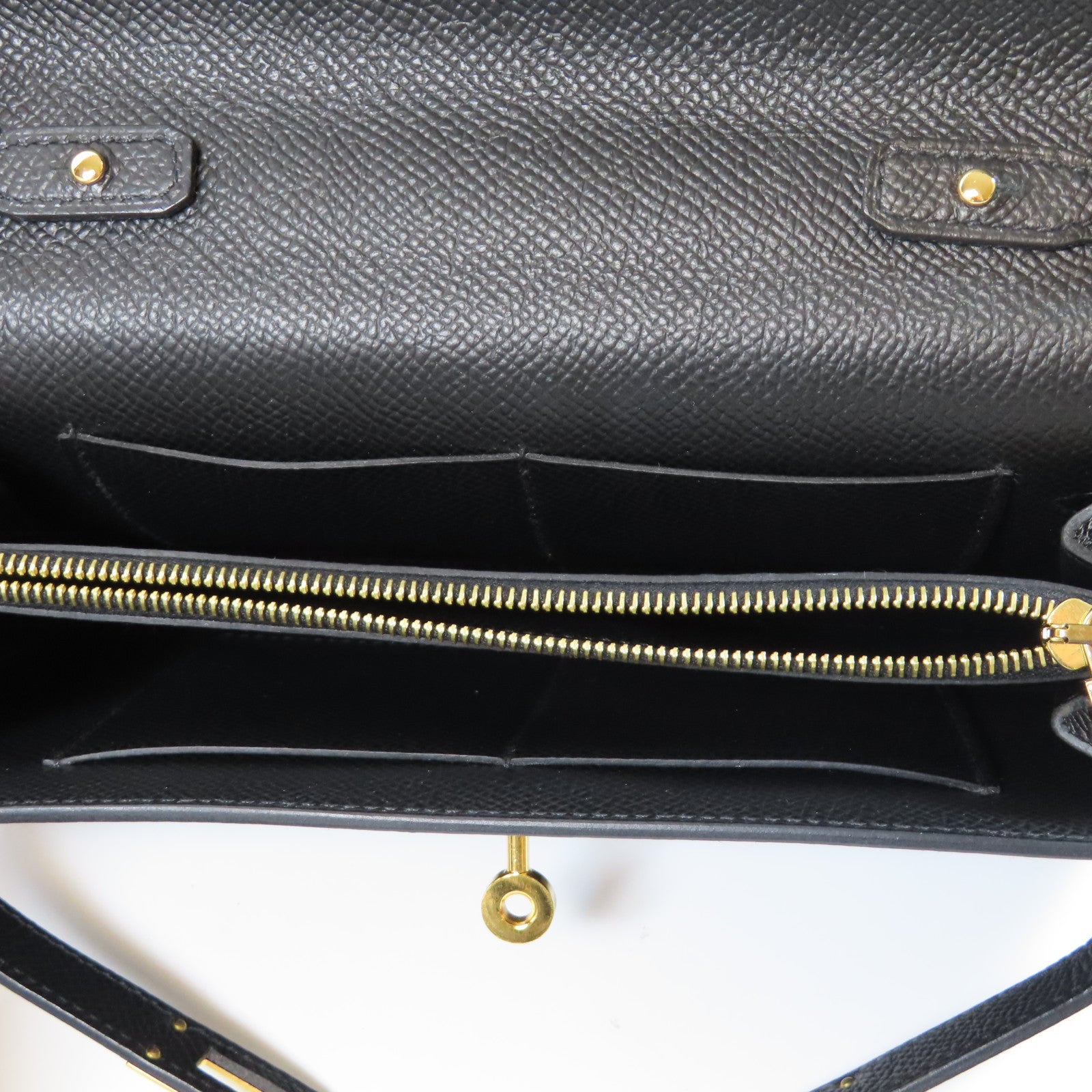 HERMES Epsom皮革Kelly To Go金扣肩背袋Noir黑色