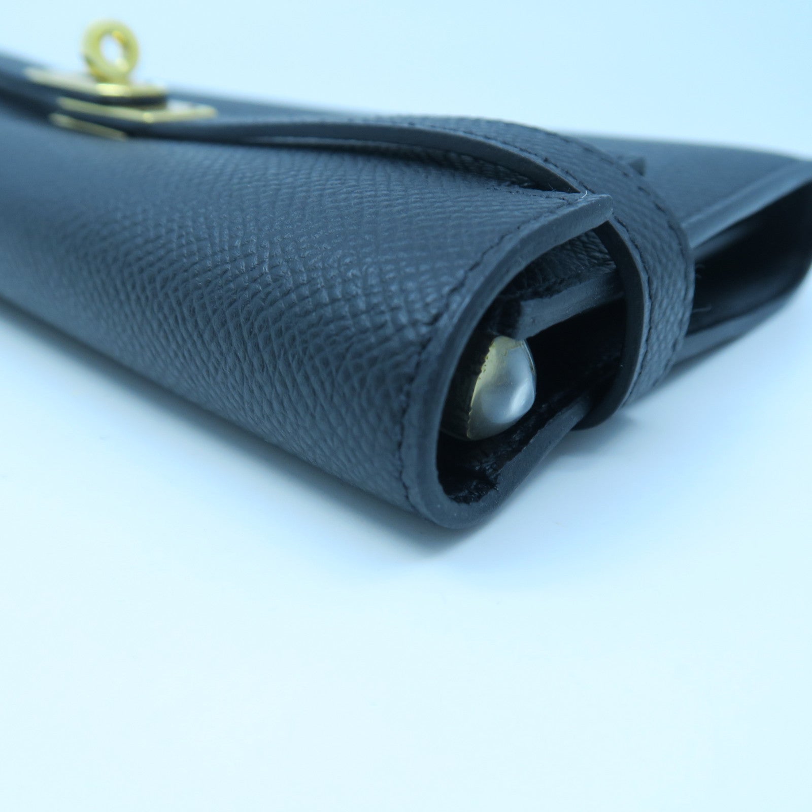 HERMES Epsom Leather Kelly Wallet Gold Buckle Long Wallet Black
