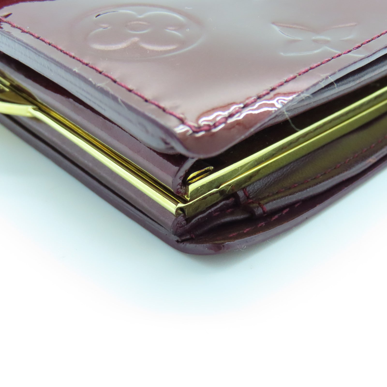 LOUIS VUITTON Monogram Vernis Porteteulle Viemoi金扣钱包酒红色