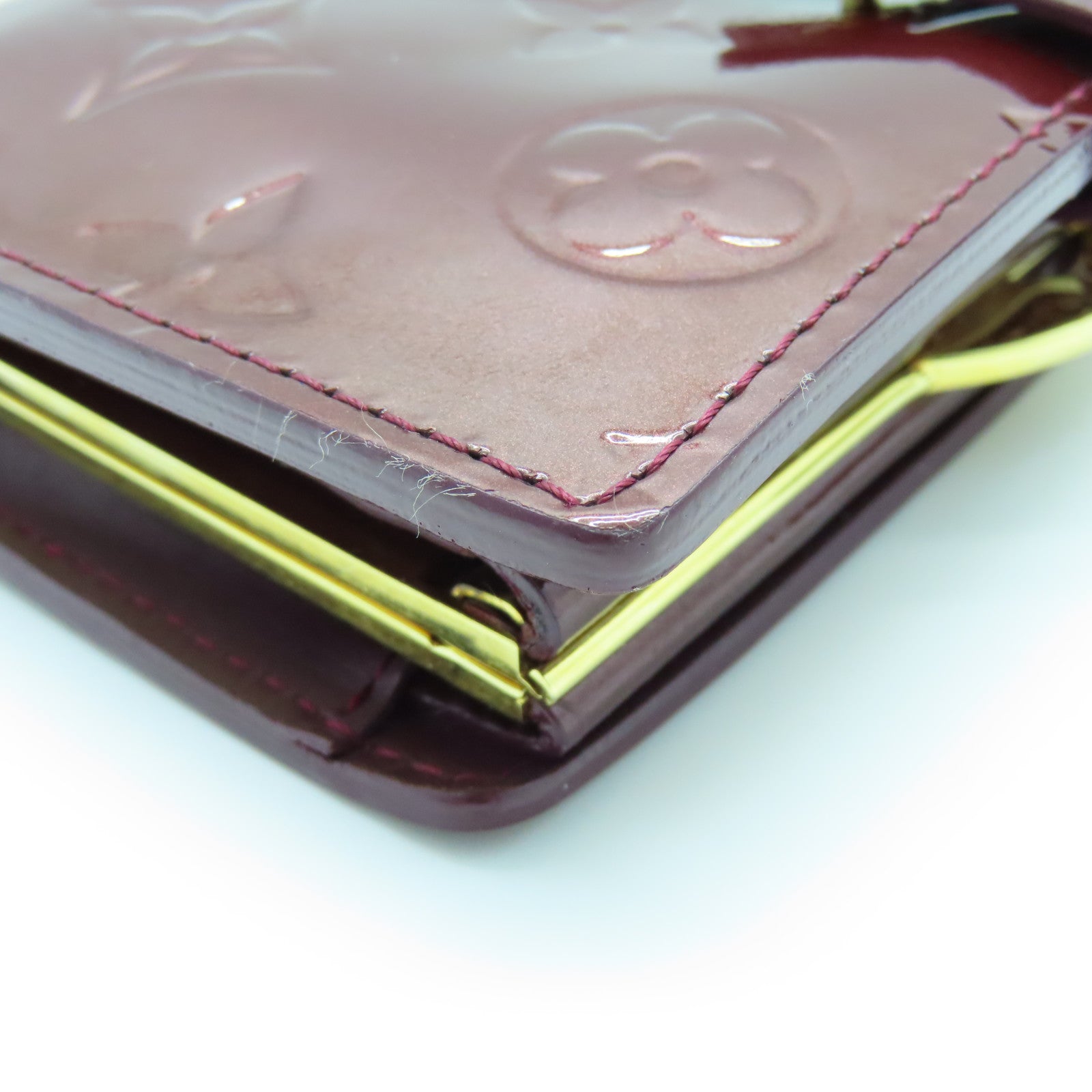 LOUIS VUITTON Monogram Vernis Porteteulle Viemoi金扣钱包酒红色