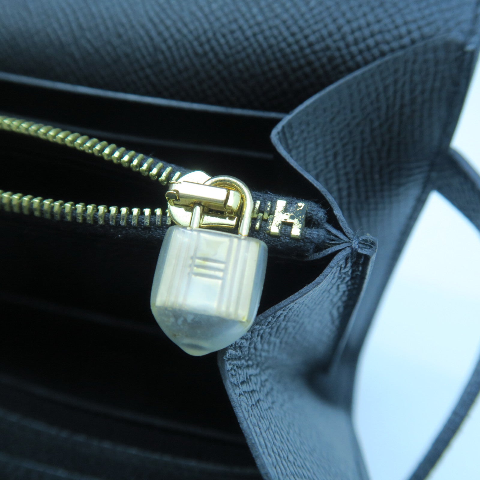 HERMES Epsom Leather Kelly Wallet Gold Buckle Long Wallet Black