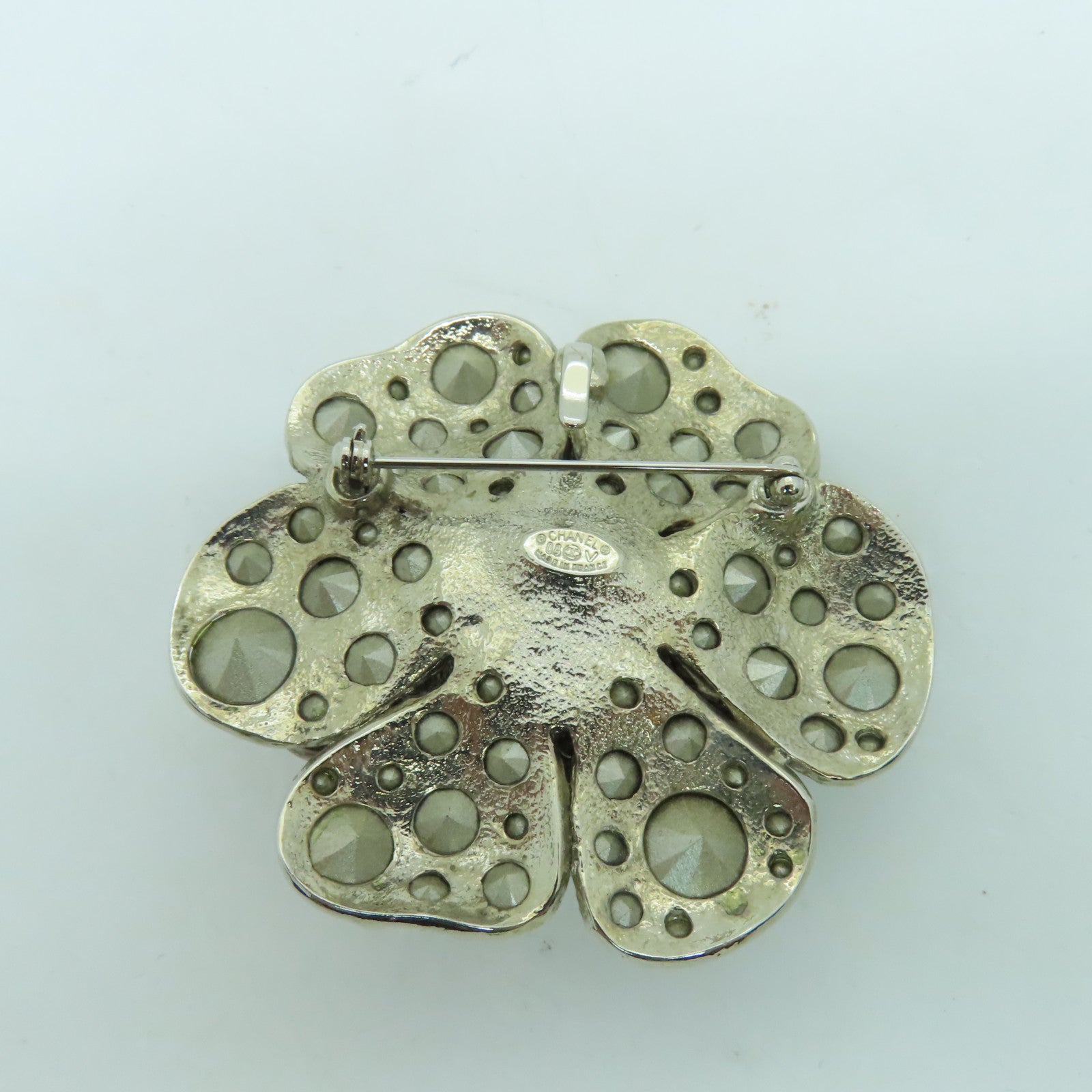 CHANEL 金属水晶Brooch胸针银色